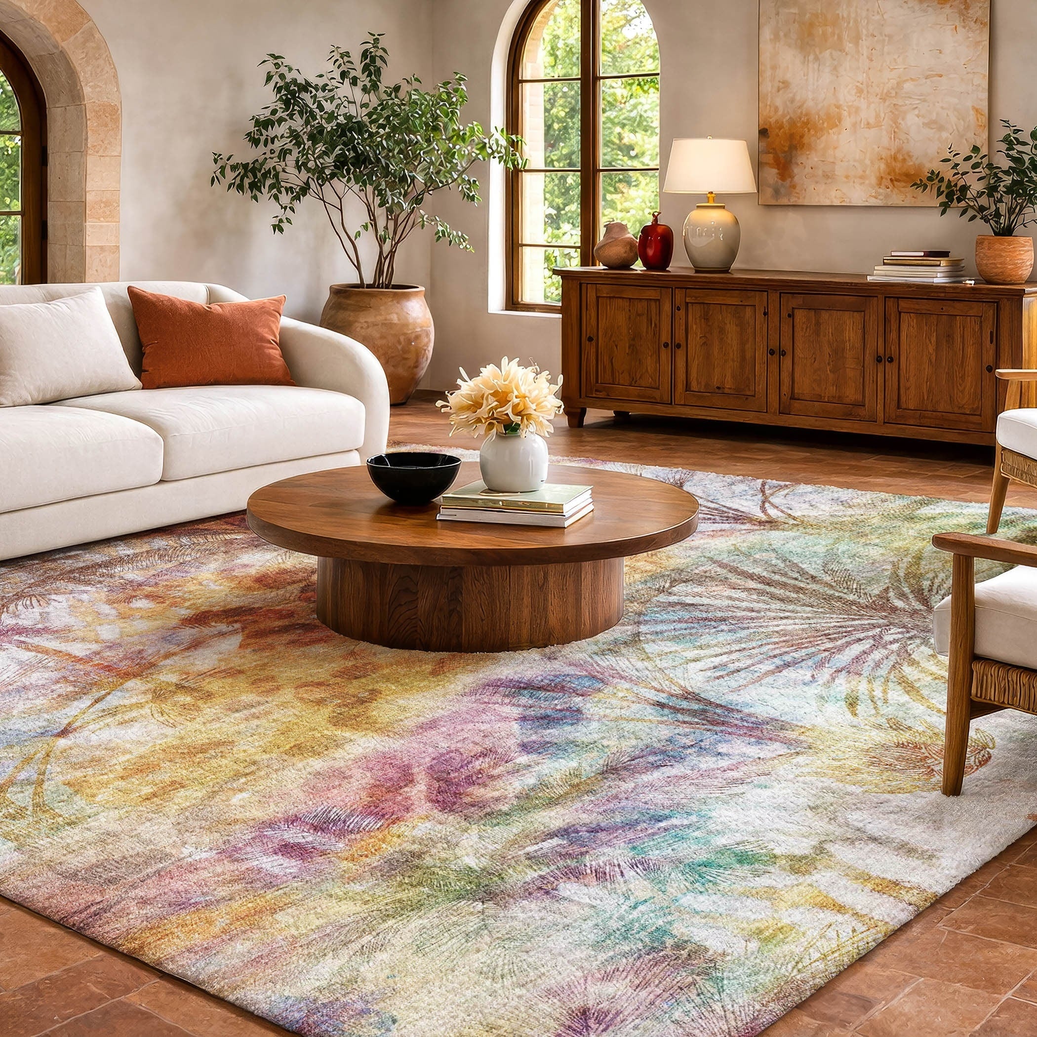 Premium Washable Super Soft Tropical Floral Dream Shag Rug