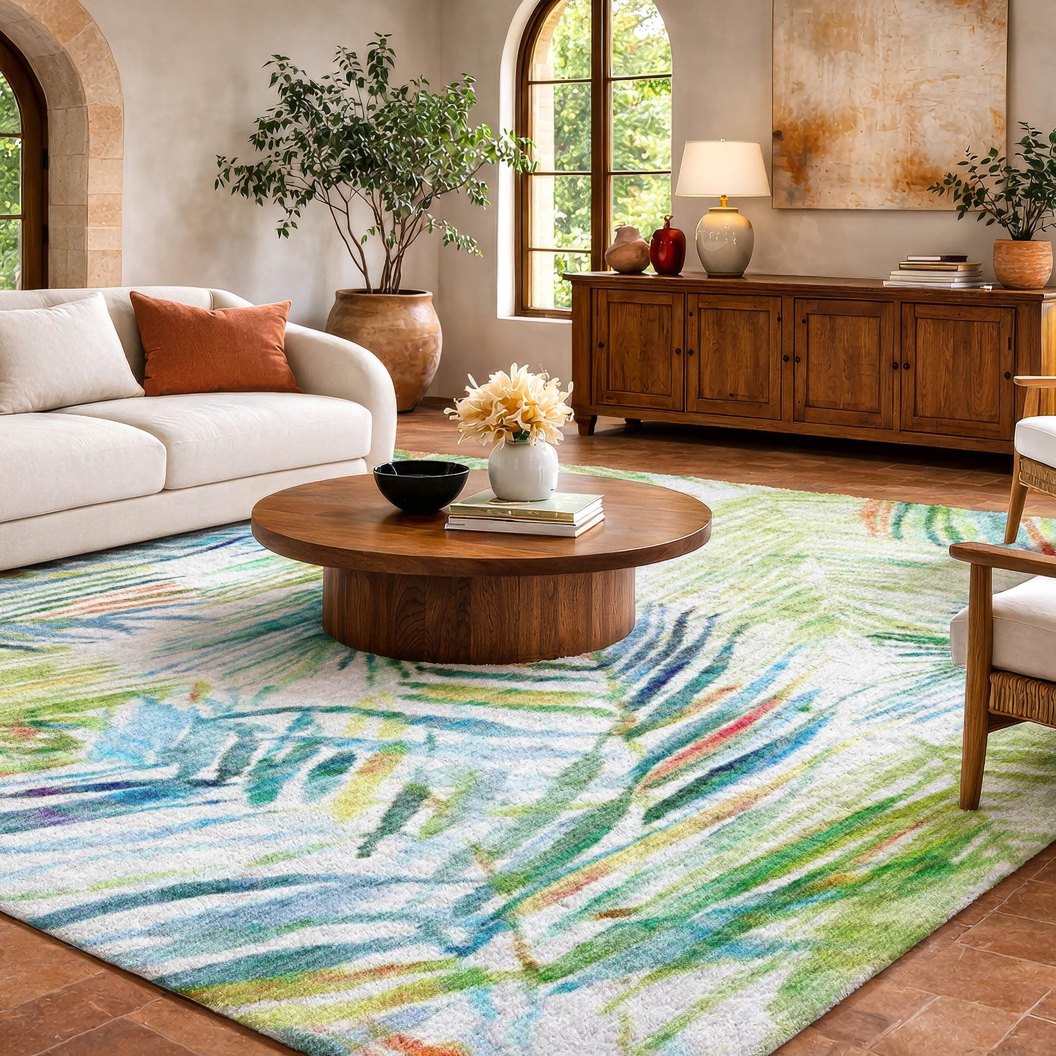 Premium Washable Super Soft Tropical Floral Dream Shag Rug