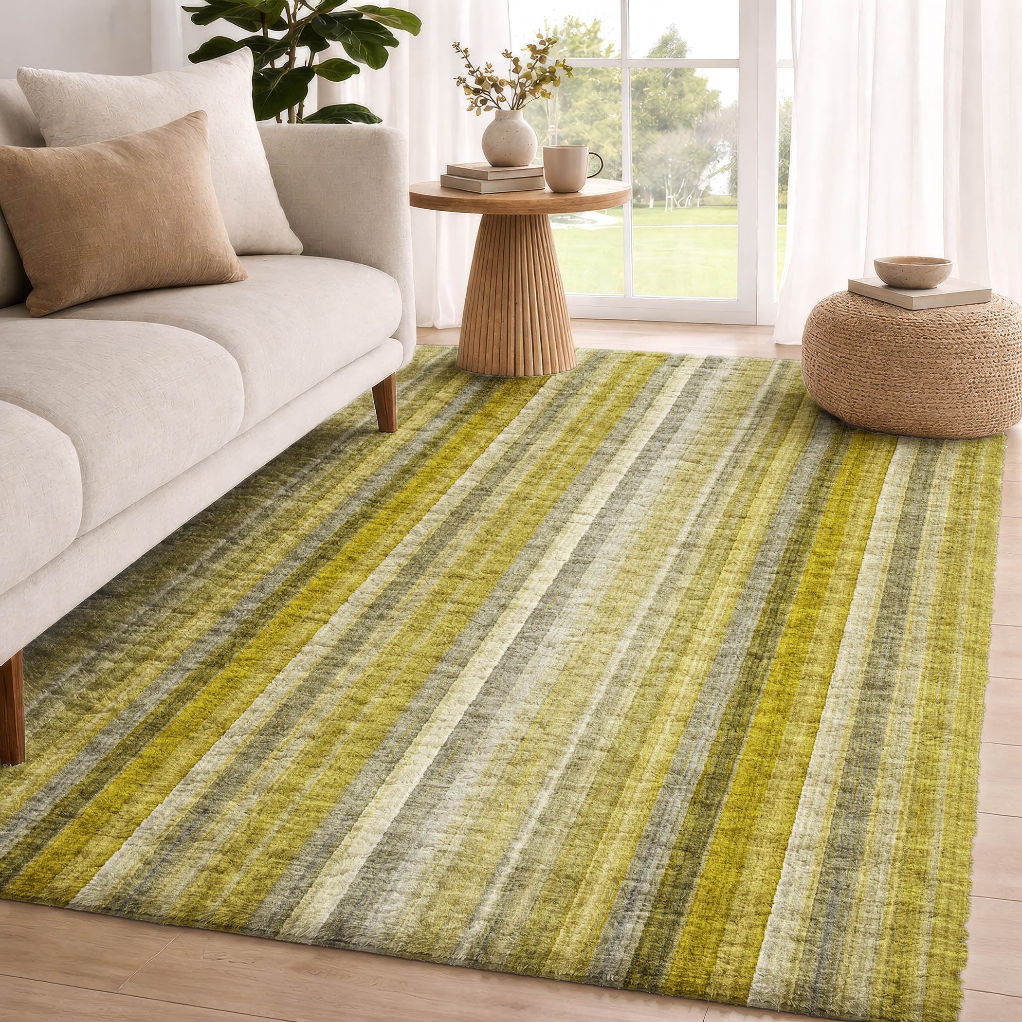 Premium Washable Super Soft Verti Stripe Dream Shag Rug