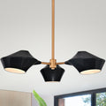Prentiss Matte Black Gold Metal Abstract Shade 3 Light Chandelier