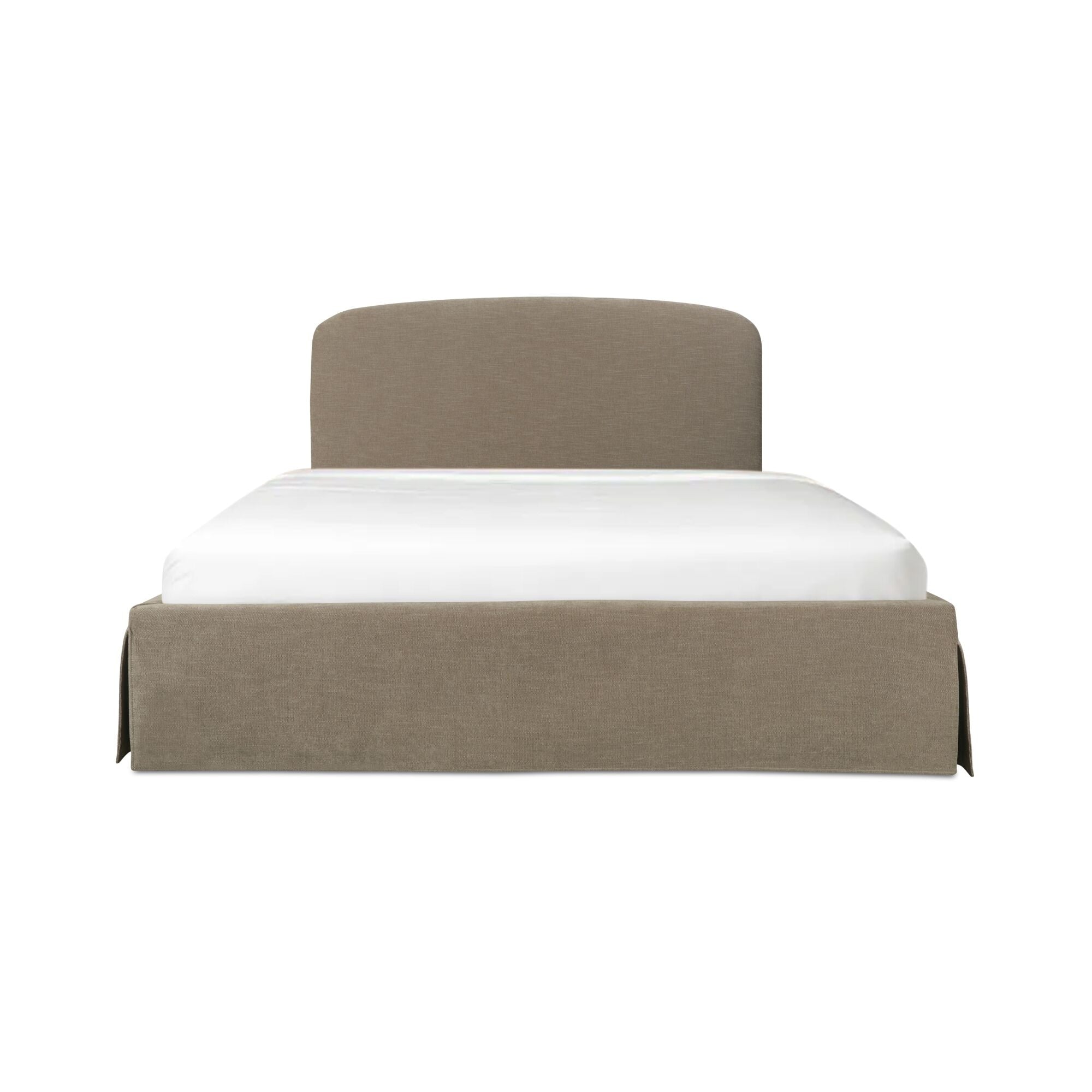 Prescott Queen Storage Bed Polyester Fabric Removable Washable Slipcover Solid Wood Frame Hydraulic Lift Storage Taupe