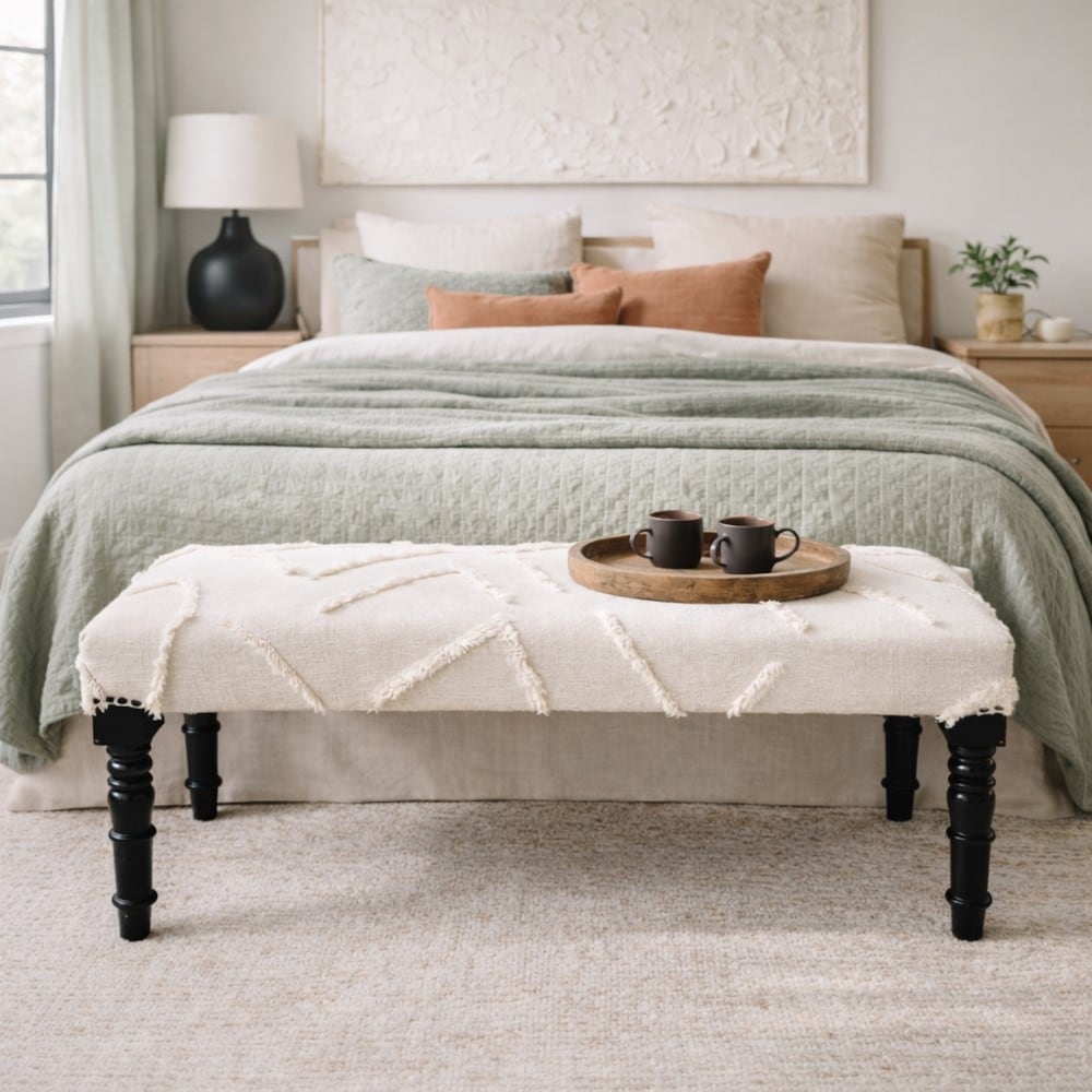 Lr Home Intricate Embroidered Indoor Bench 311 X 14