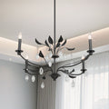 Presley 36 Inch 4 Light Textured Black Chandelier With Clear Glass Drops L 36 X W 36 X H 18 X M H 62