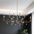 Presley 48 Inch 6 Light Champagne Gold Chandelier With Clear Glass Drops L 48 X W 48 X H 20 X M H 63.25