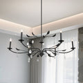 Presley 48 Inch 6 Light Textured Black Chandelier With Clear Glass Drops L 48 X W 48 X H 20 X M H 63.25