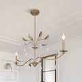 Presley 56 Inch 2 Light Champagne Gold Linear Chandelier With Clear Glass Drops And White Linen Shades