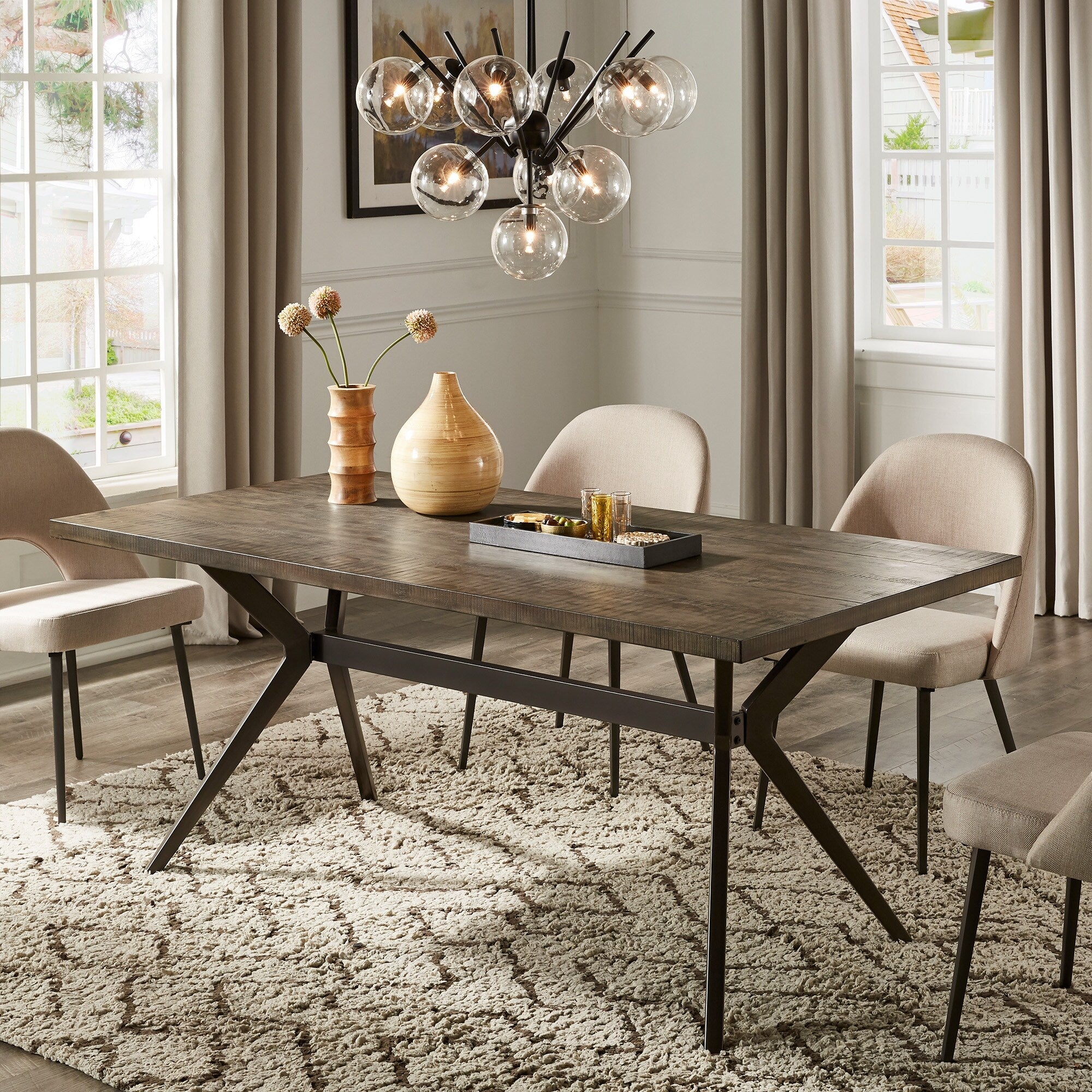 Presley Black Finish Light Pine Dining Set By Inspire Q Modern