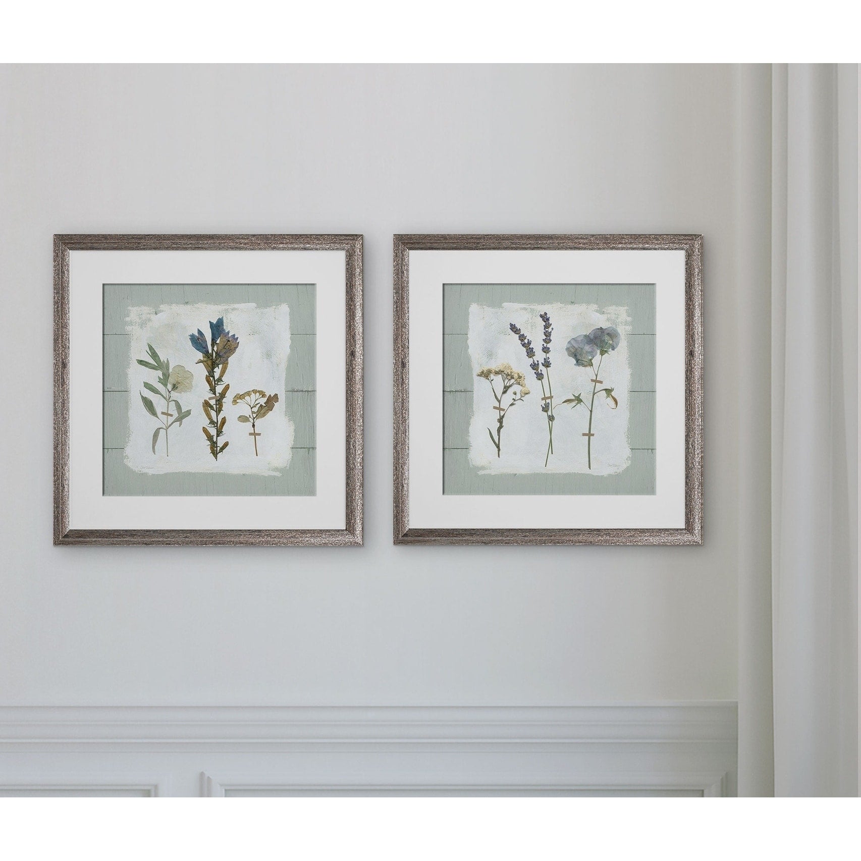 Pressed Flowers On Shiplap 2 Piece Set