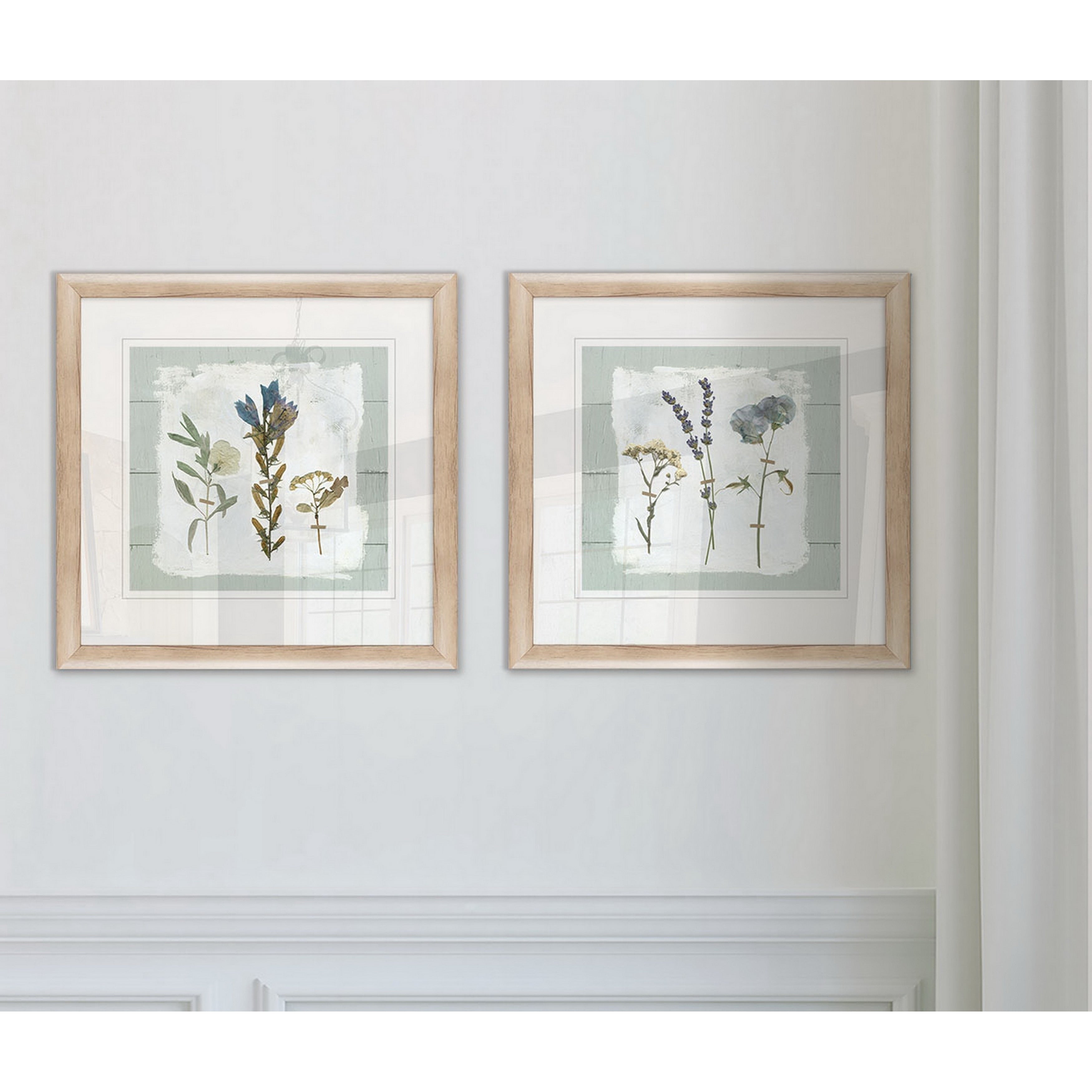 Wexford Home Pressed Flowers On Shiplap I Framed Prints Set Of 2