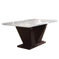 Prevailing Dining Table White Marble Walnut Brown