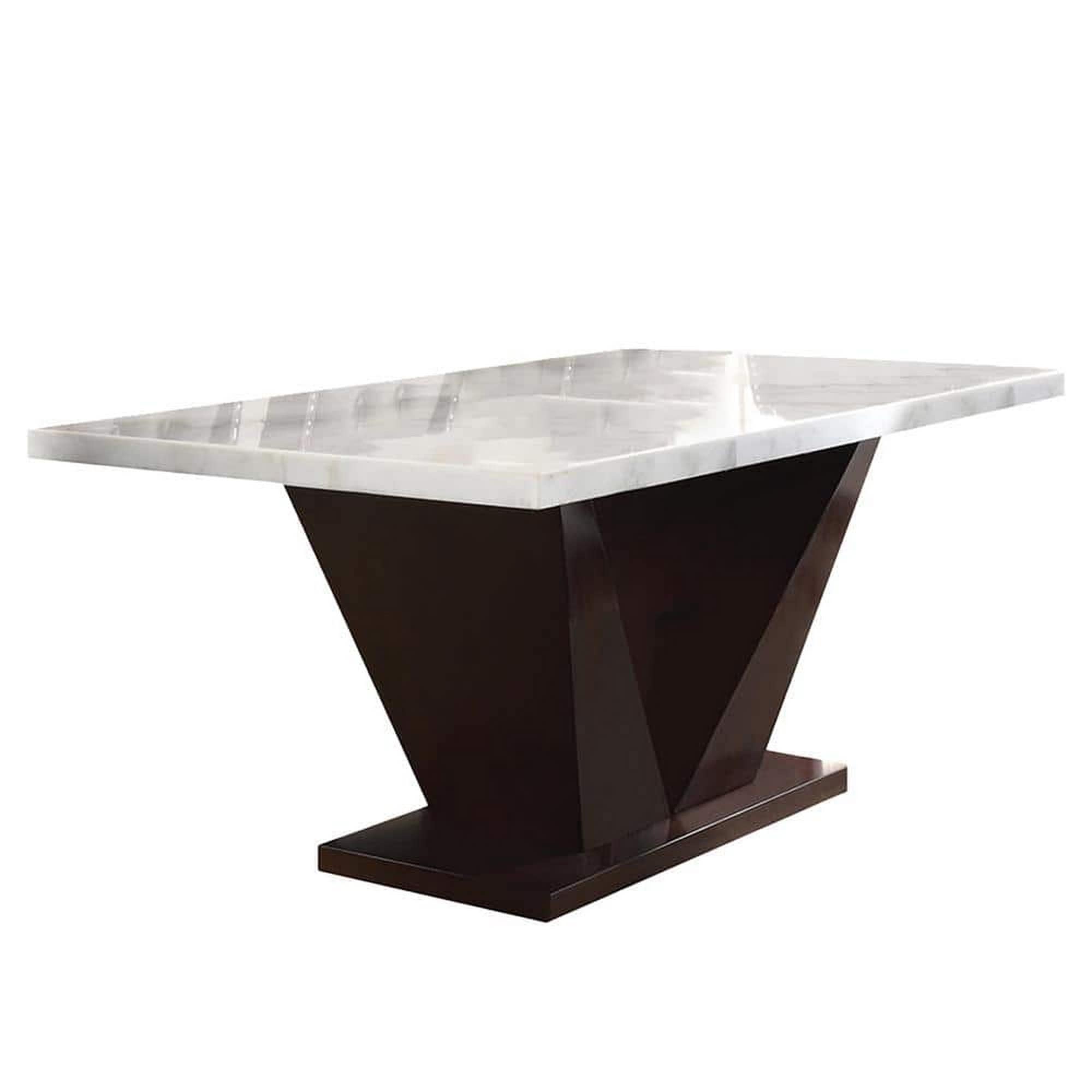 Prevailing Dining Table White Marble Walnut Brown