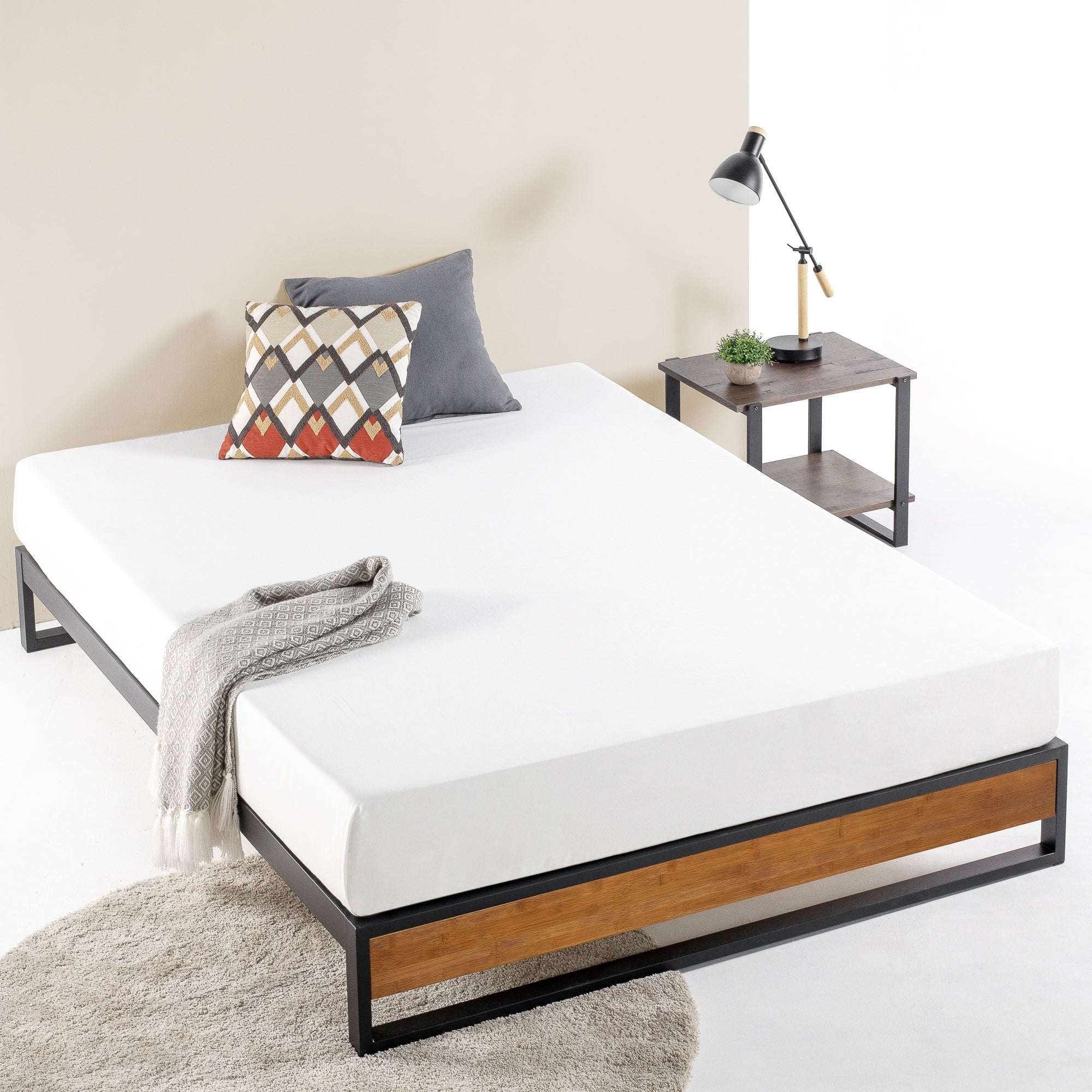 Priage By Zinus Ironline 10 Inch Metal And Wood Platforma Bed Wood Slat Support