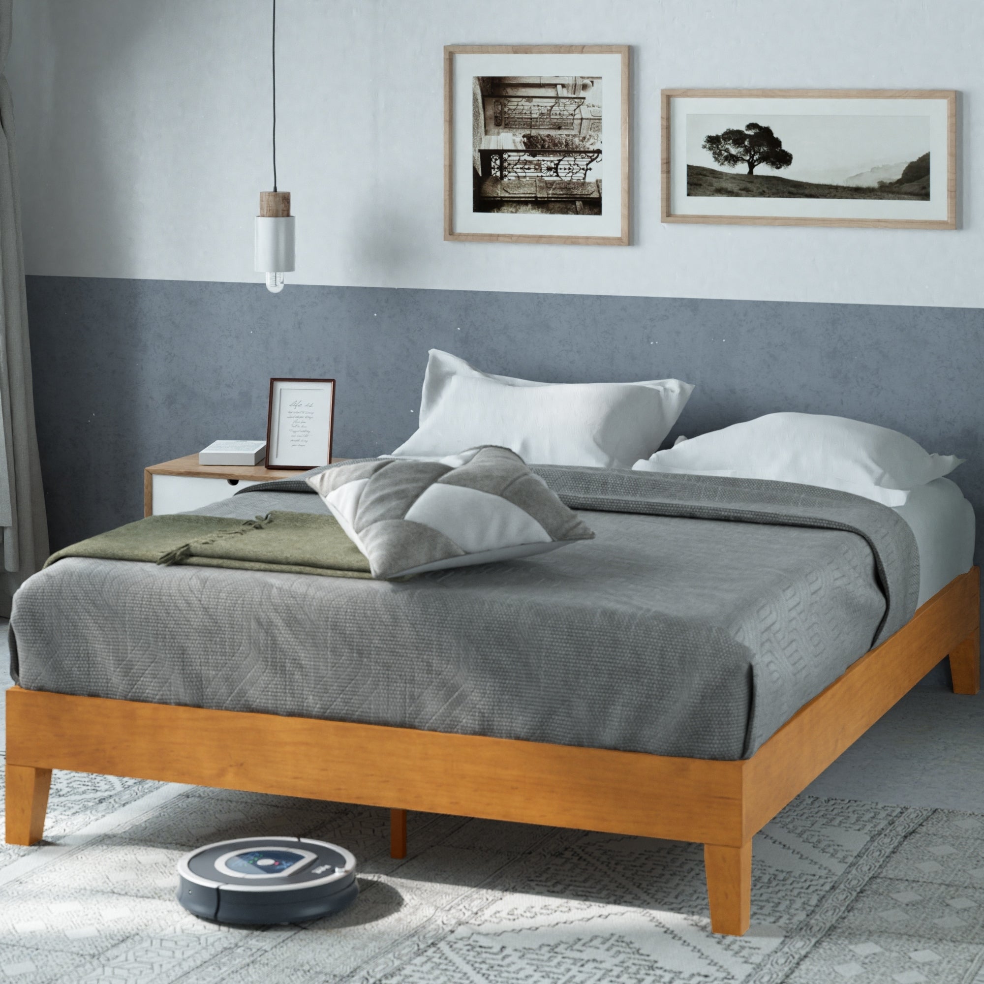 Priage By Zinus Deluxe Solid Wood Platform Bed Rustic Pine