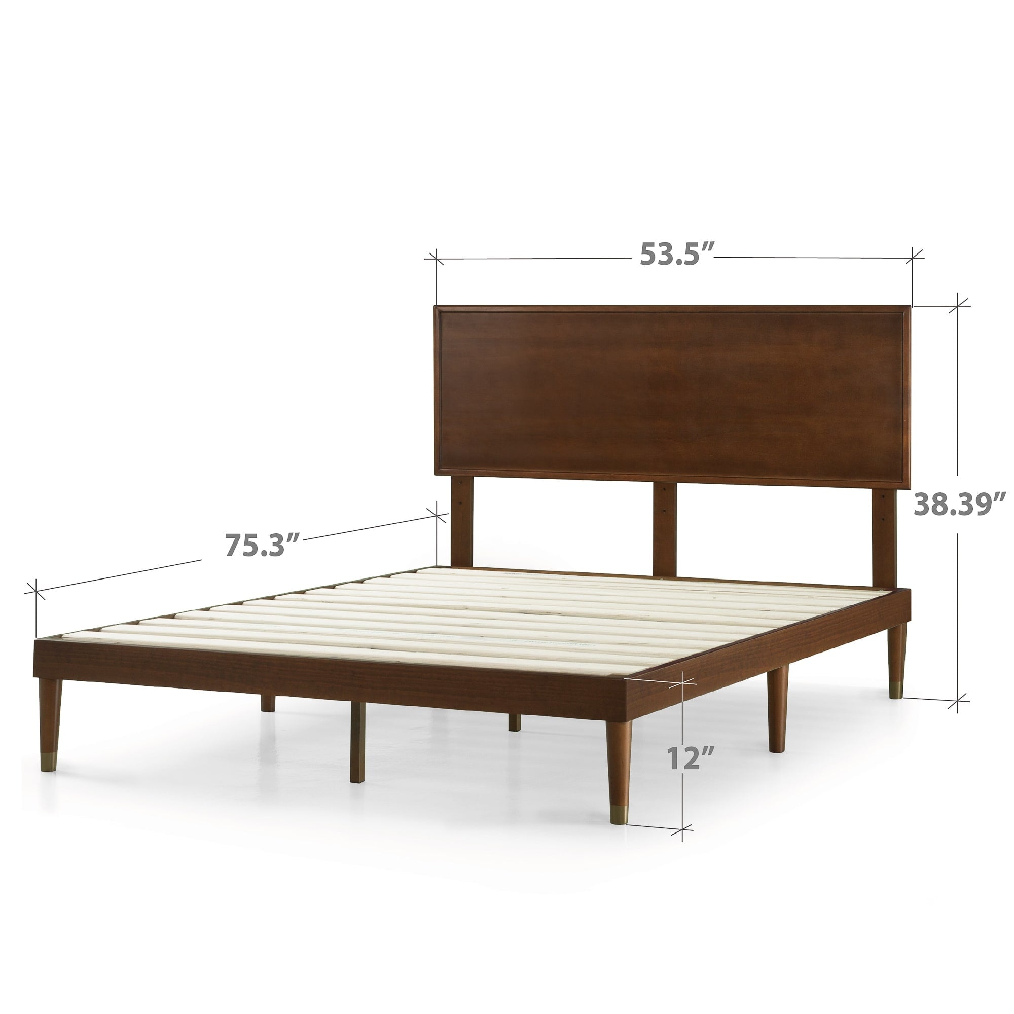 Priage By Zinus Deluxe Mid Century Wood Platform Bed With Headboard No Box Spring Needed