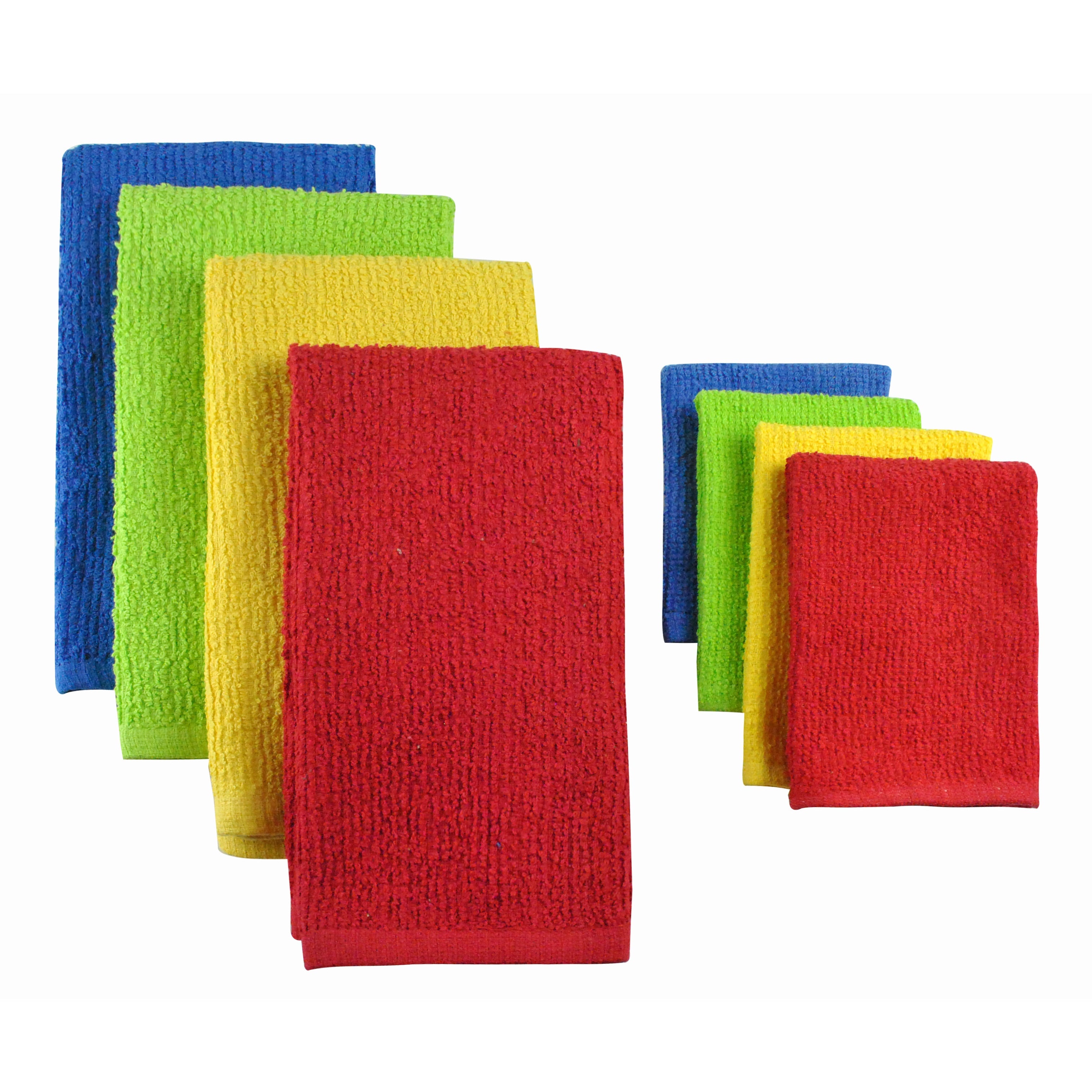 Primary Terry Bar Mop Dish Towels And Dish Cloths Set Of 8