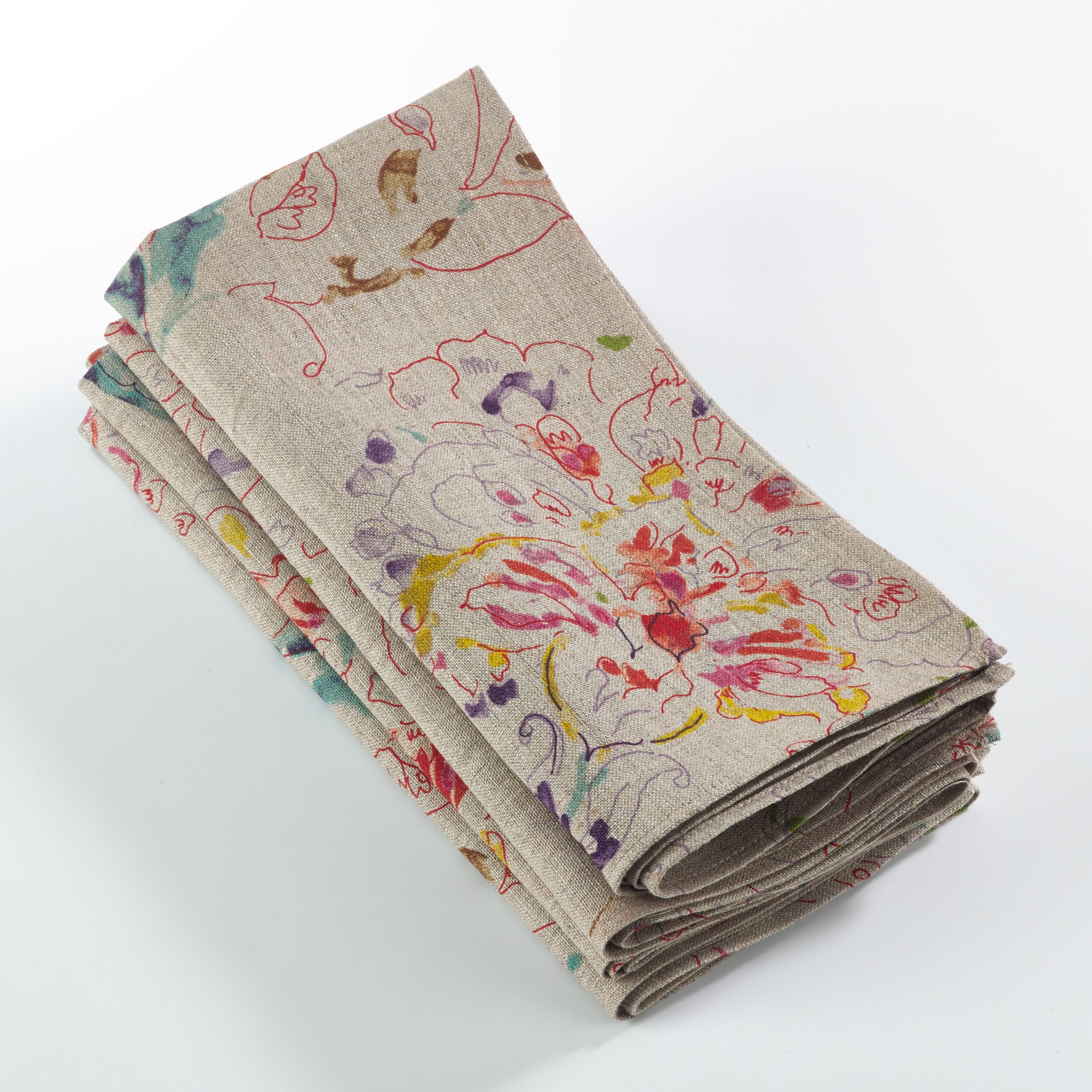Primavera Collection Printed Floral Design Napkin Set Of 4