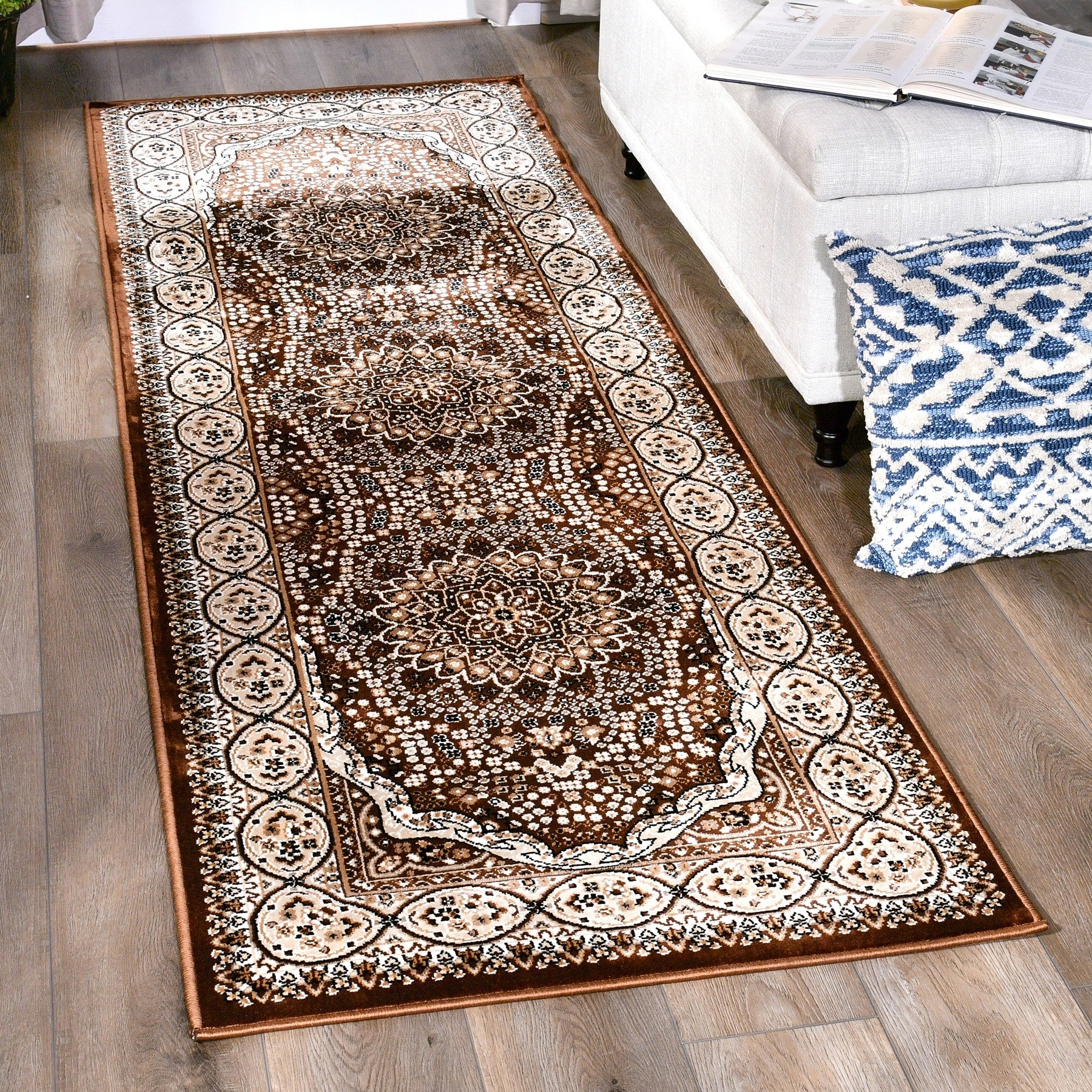 Prime Collection Border Brown Area Rug