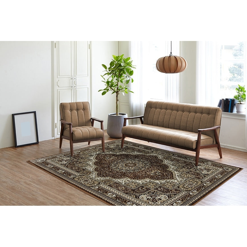 Prime Collection Border Brown Cream Area Rug