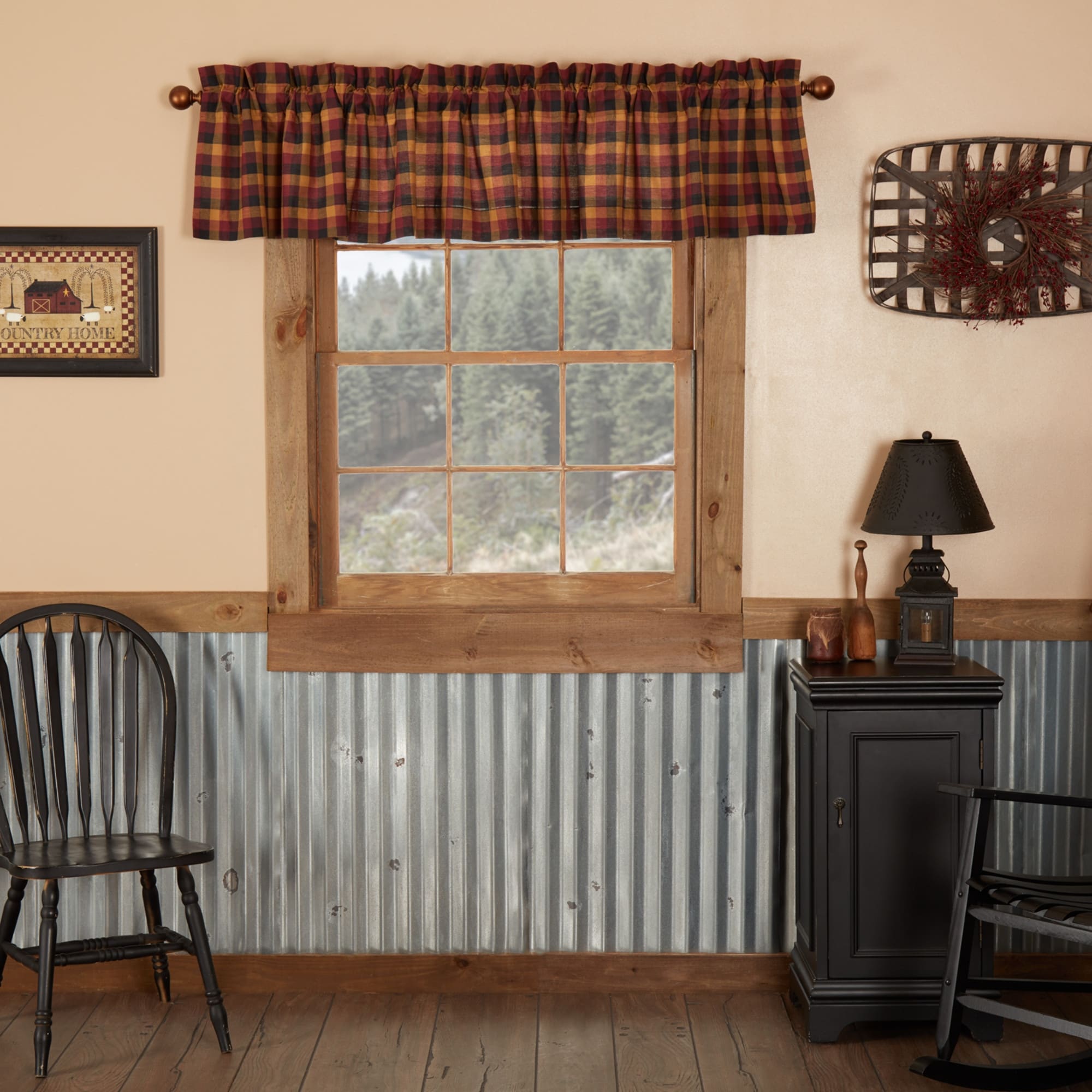 Primitive Check Lined Valance