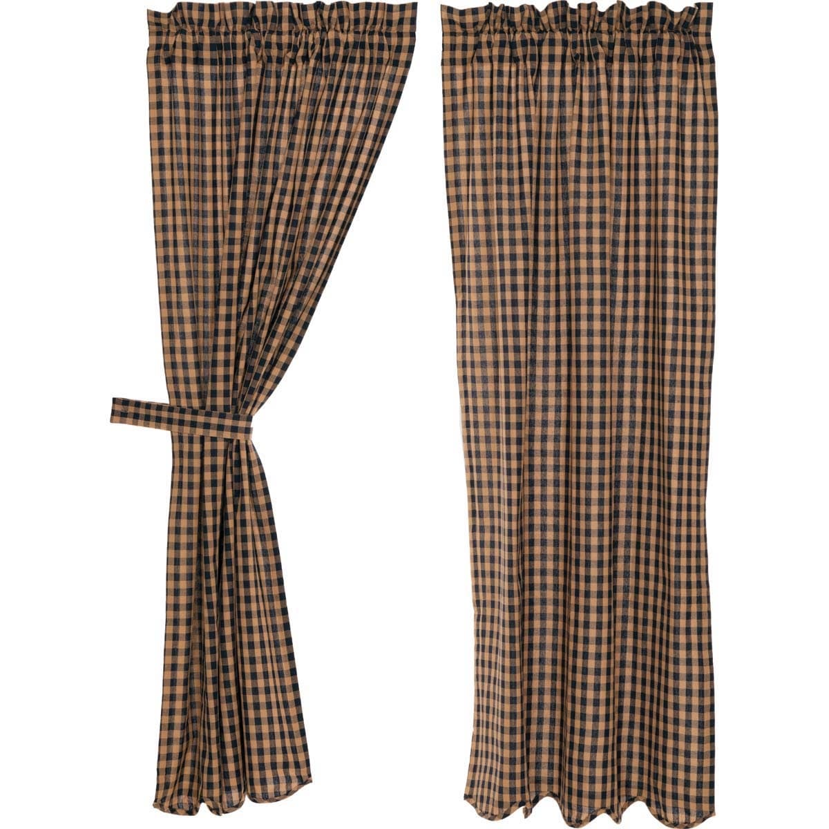 Check Scalloped Short Panel Set 63 X 36