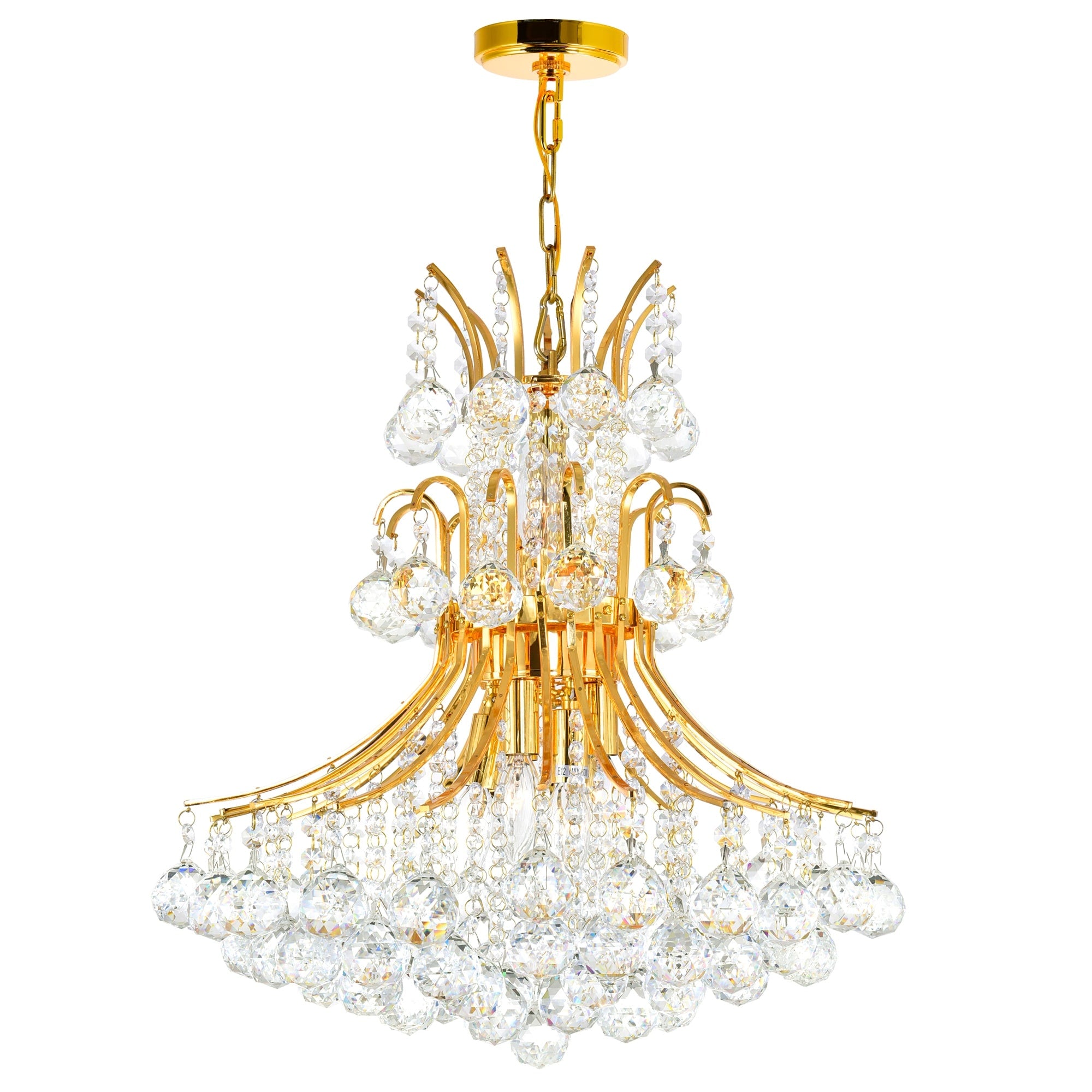 Goldtone Stainless Steel 10 Light Chandelier
