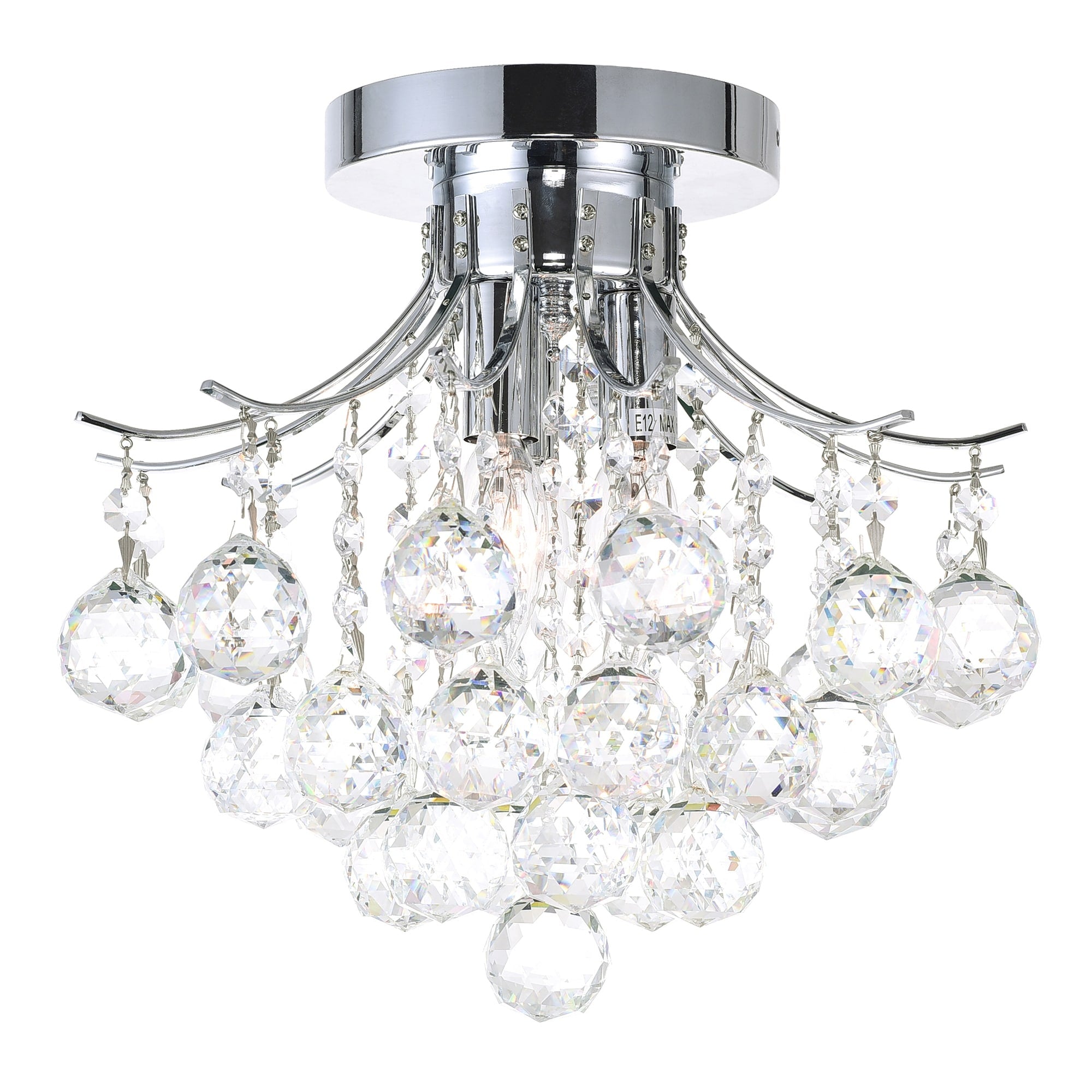 3 Light Flush Mount With Chrome Finish