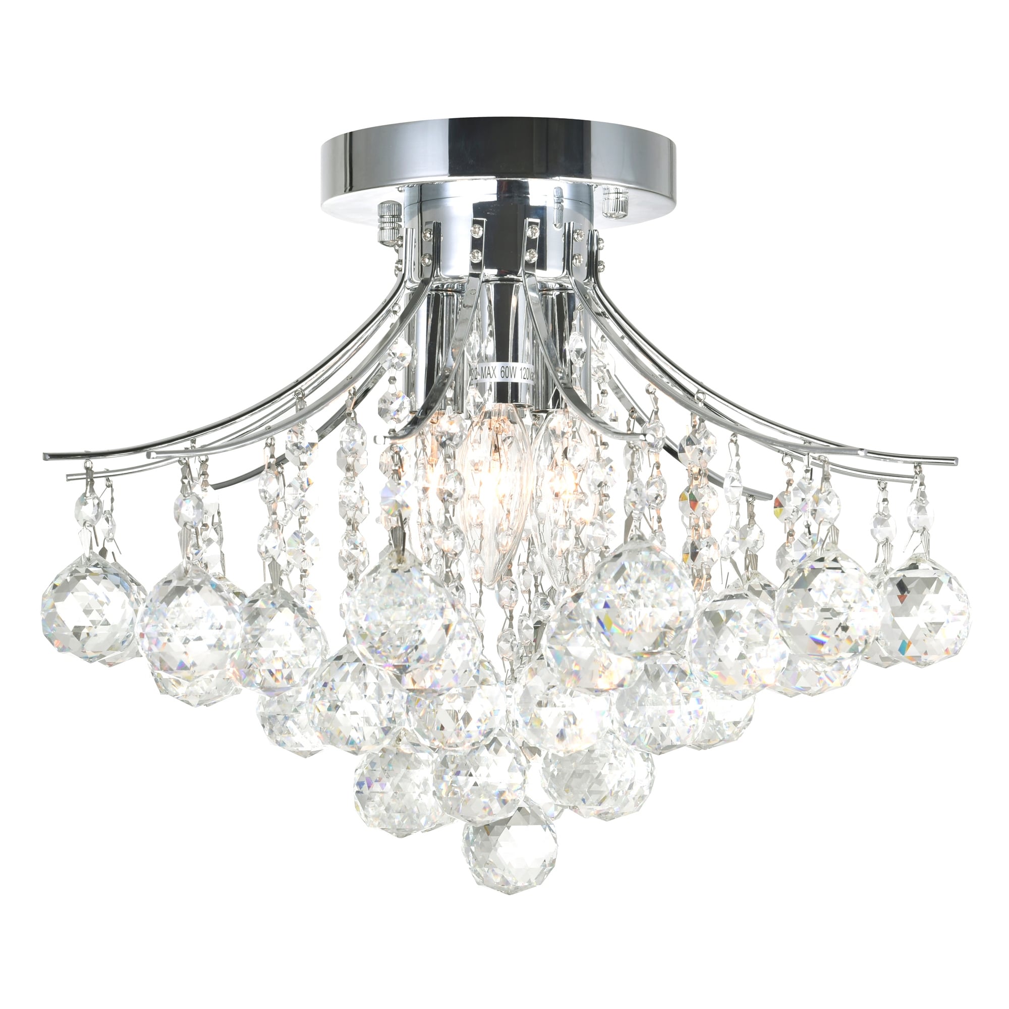 4 Light Flush Mount With Chrome Finish