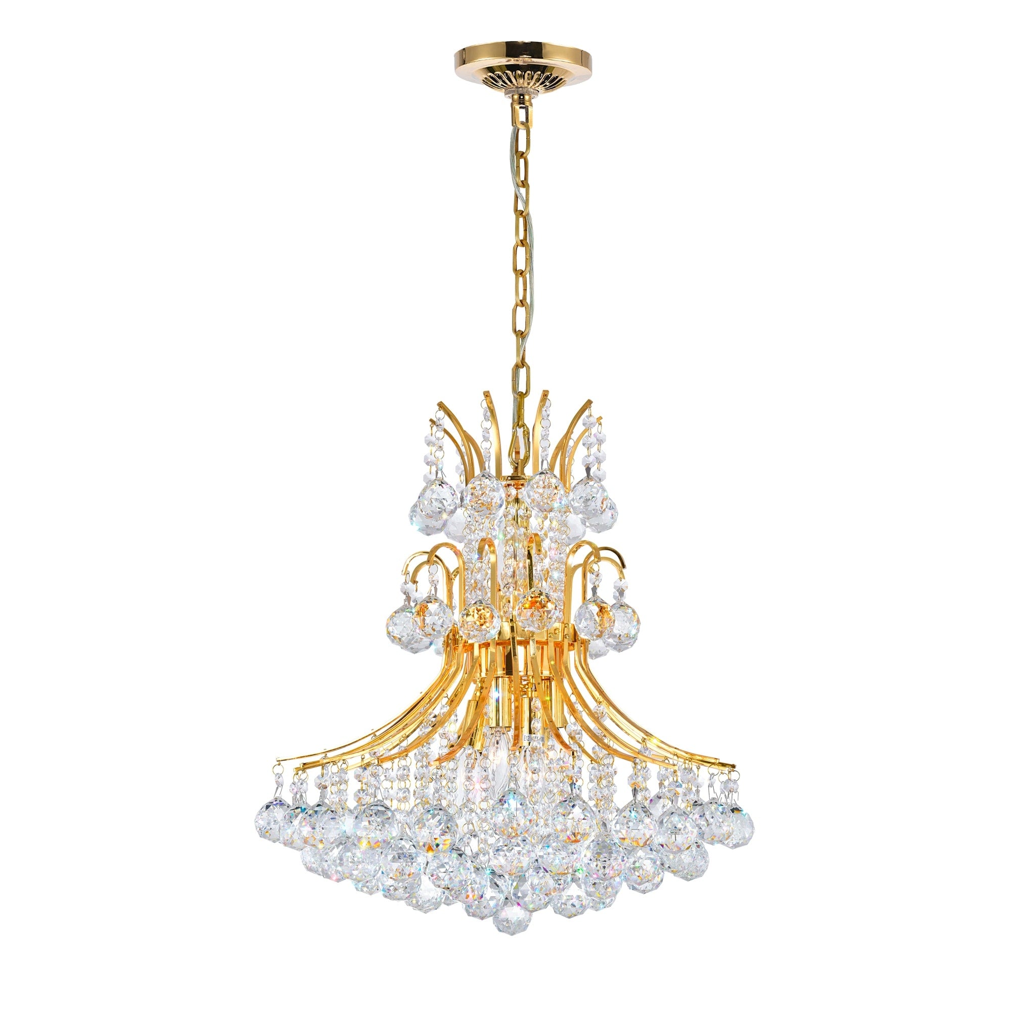 Goldtone Stainless Steel 8 Light Chandelier