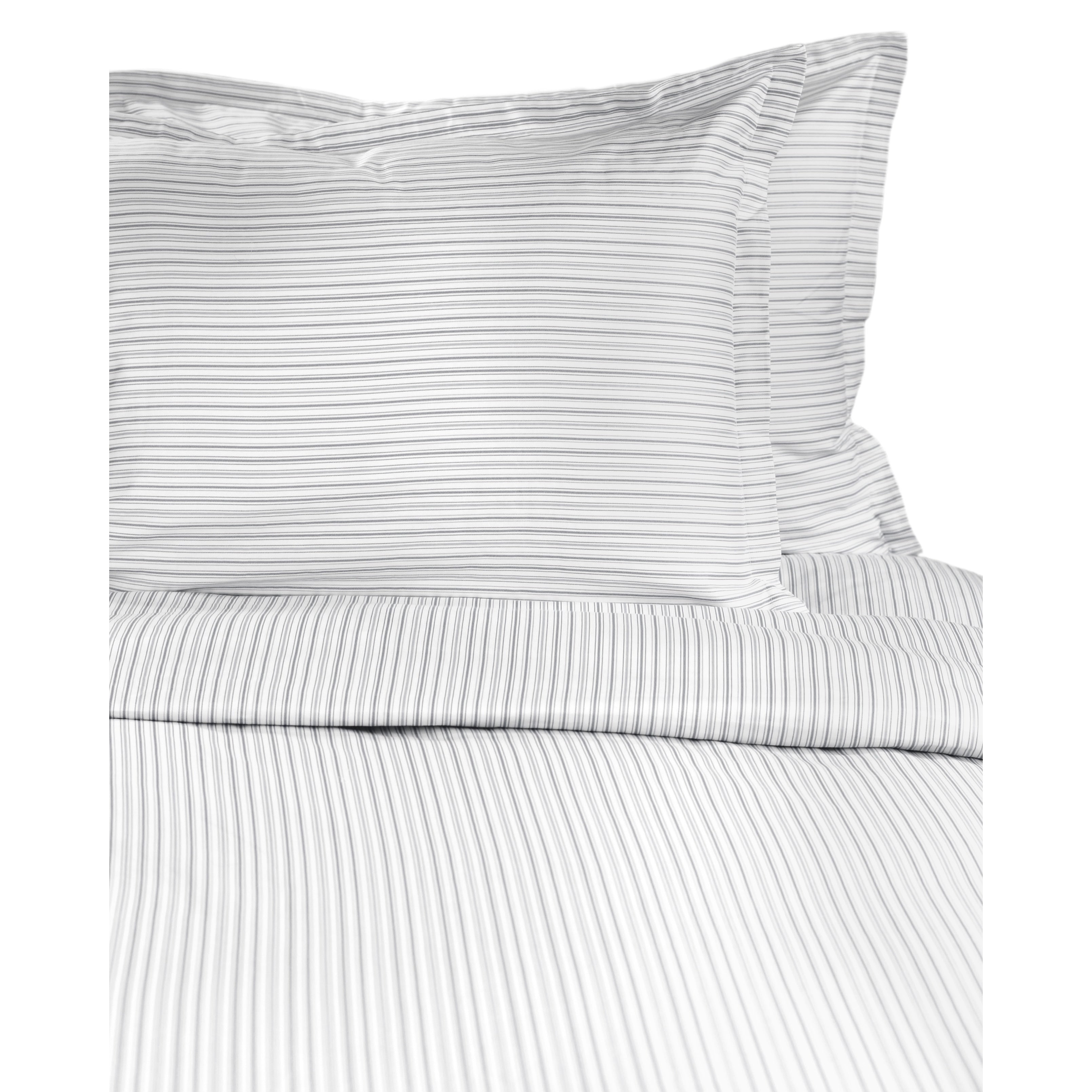 Printed Design Cotton Collection 400 Thread Count Grey Shirt Stripe Duvet Set