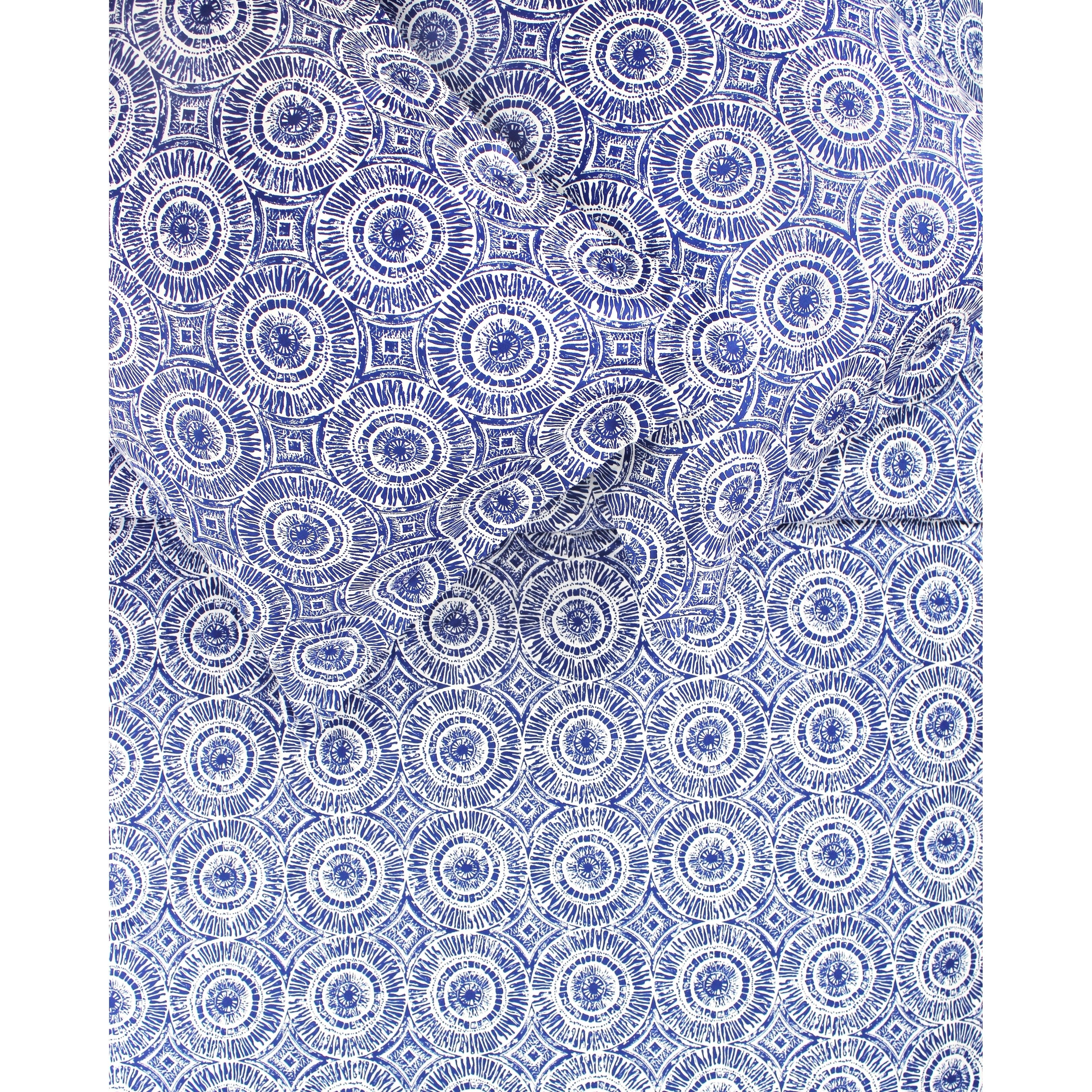 Printed Design Cotton Collection 400 Thread Count Navy Block Medalion Duvet Set