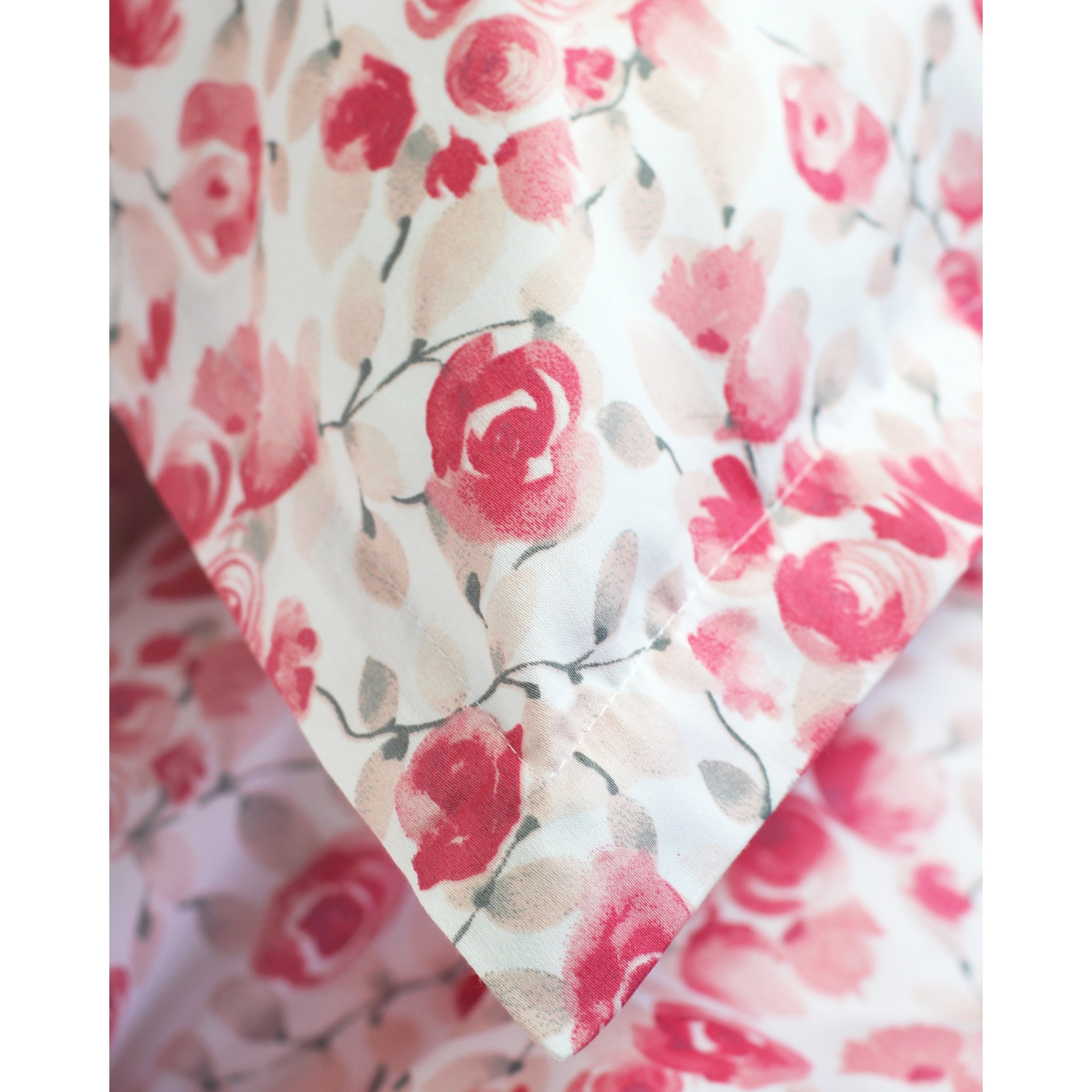 Printed Design Cotton Collection 400 Thread Count Poppy Duvet Set Red