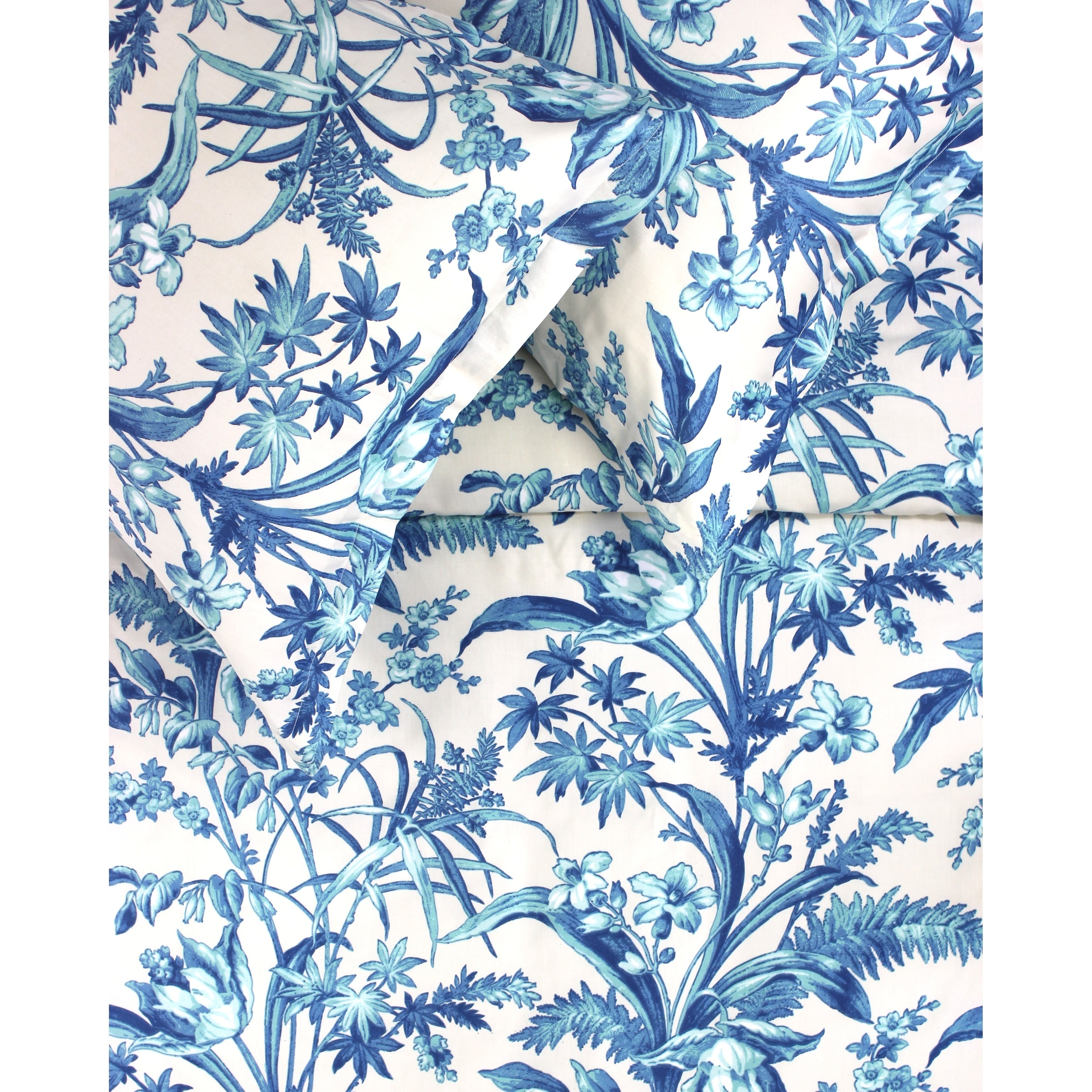 Printed Design Cotton Collection 400 Thread Count Royal Blue Floral Shades Of Blue Duvet Set