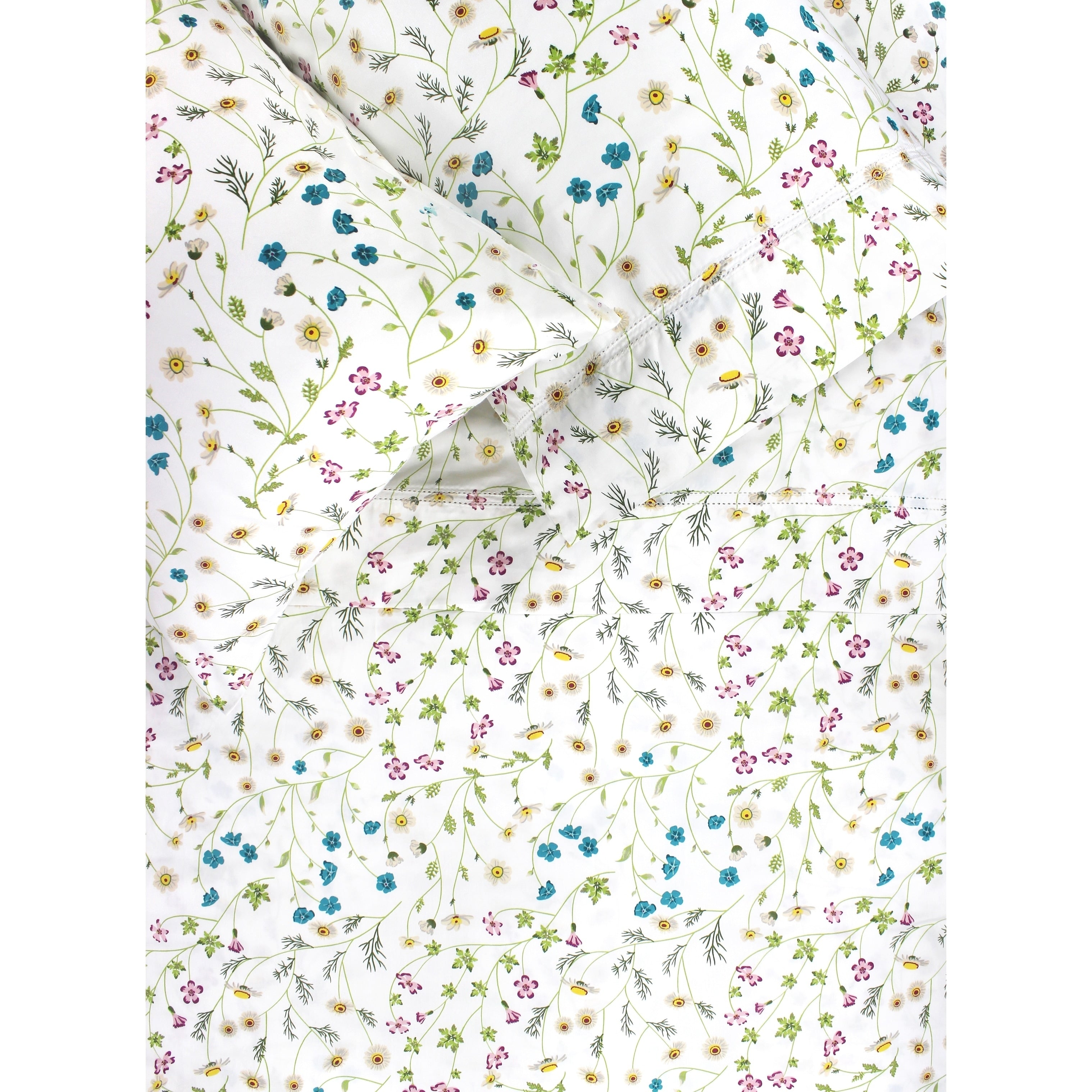 Printed Design Cotton Collection 400 Thread Count Wildflower Sheet Set