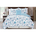 Printed Paisley Flower 4 Piece Reversible Quilted Coverlet Set