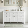 Prismere 60 In. White Grooved Bathroom Vanity With Quartz Top
