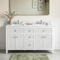 Prismere 60 In. White Grooved Bathroom Vanity With Quartz Top