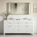 Prismere 72 In. White Grooved Bathroom Vanity With Quartz Top