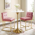 Privy Gold Stainless Steel Performance Velvet Counter Stool Set Of 2 N A
