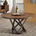 Priya Two Tone Espresso And Walnut Dining Table With Lazy Susan Turntable By Inspire Q Modern