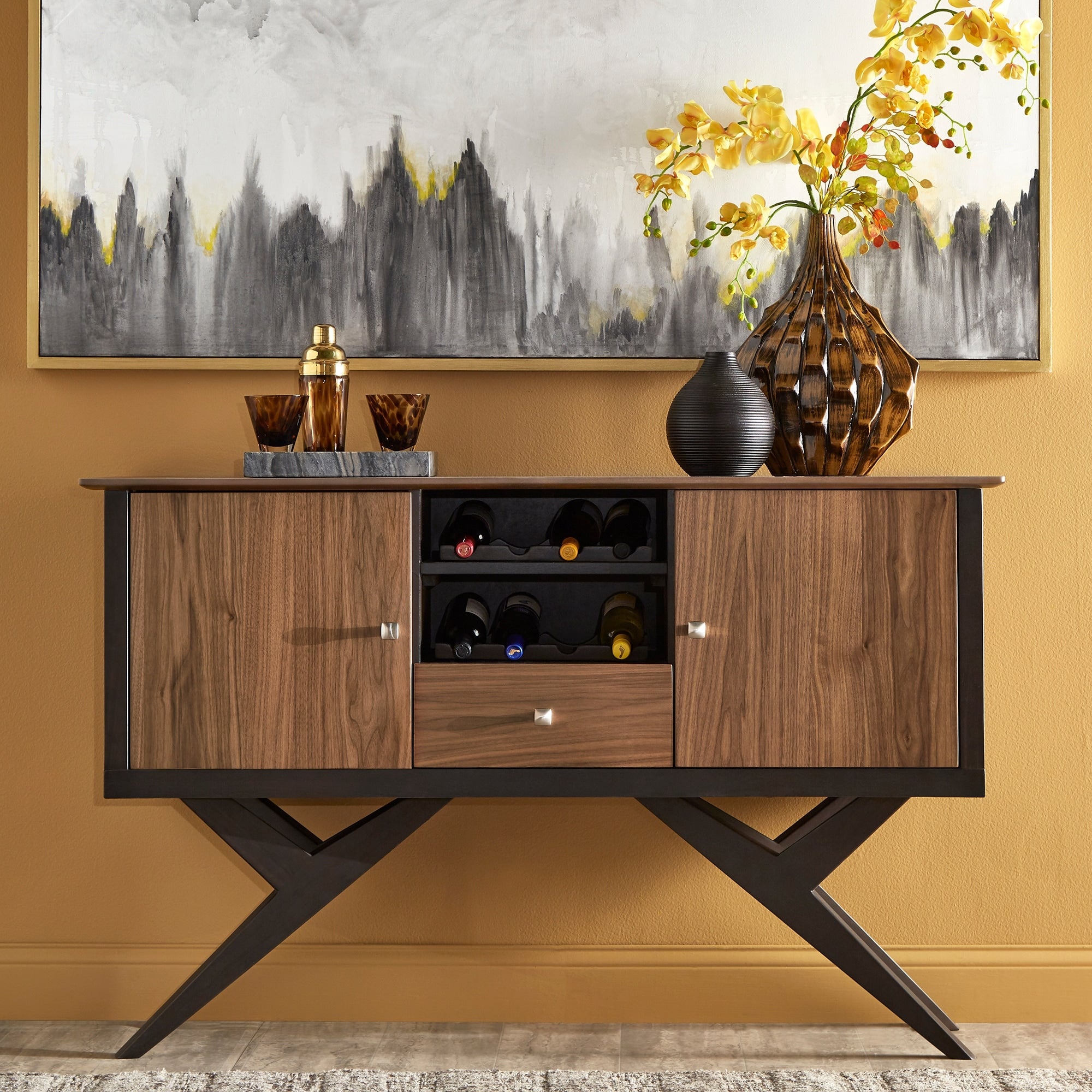 Priya Two Tone Espresso And Walnut Finish Server By Inspire Q Modern