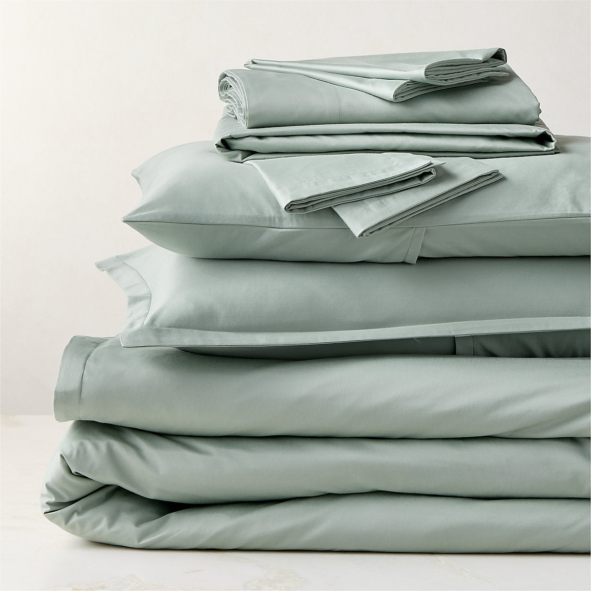 Premier Pale Teal Organic Cotton Sateen 600 Thread Count King Sheet Set