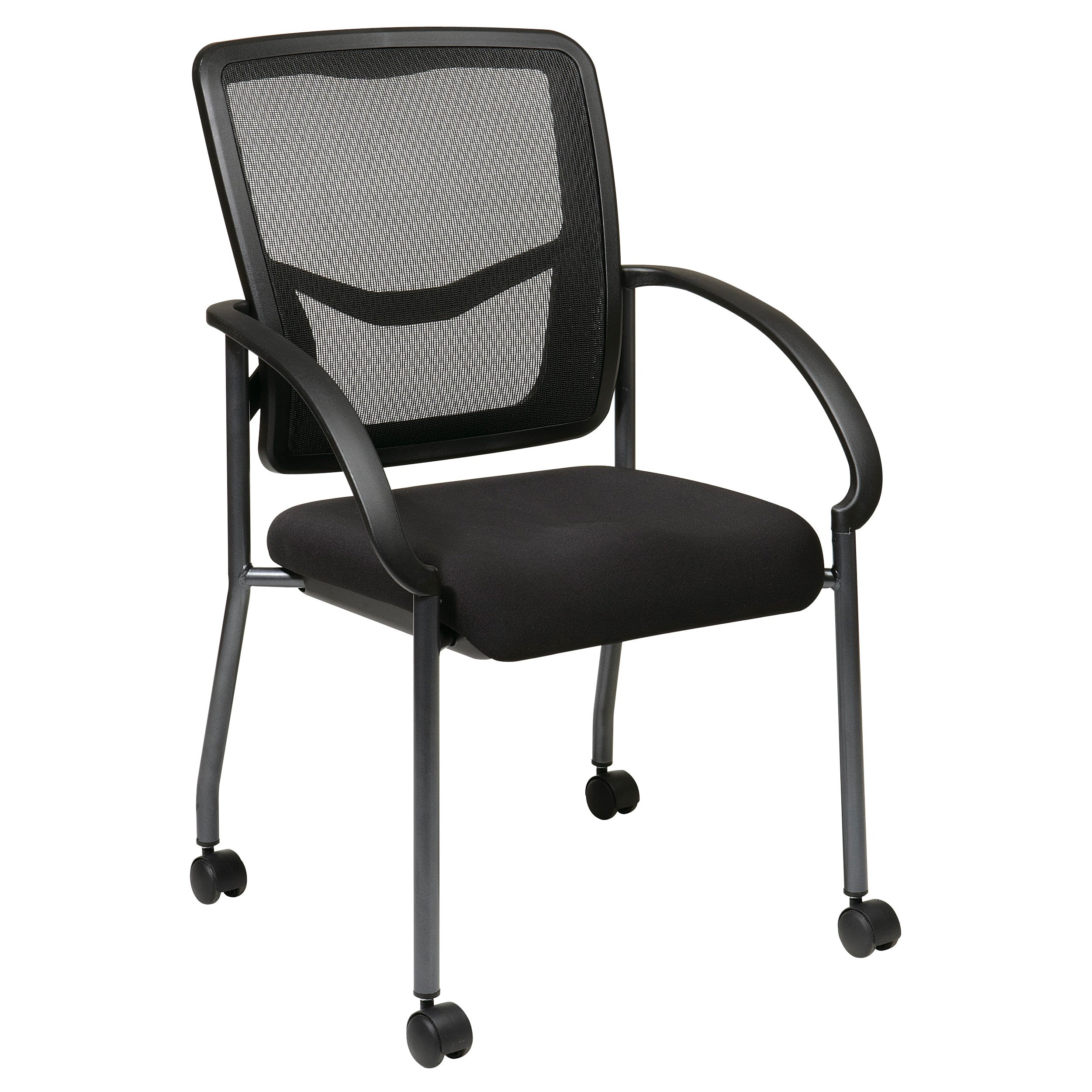 Pro Line Ii Black Breathable Progrid Rolling Visitors Chair