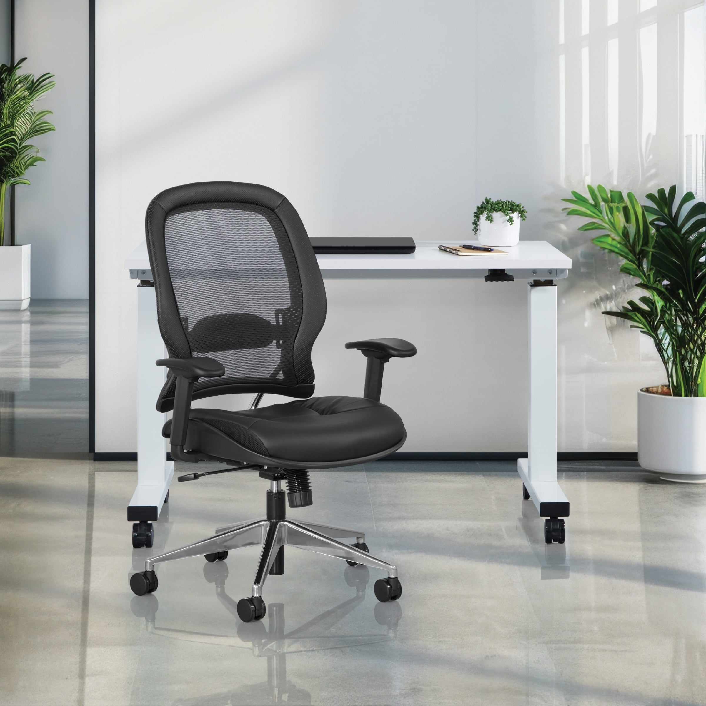 Space Seating Professional Air Grid Back Chair With Bonded Leather Seat
