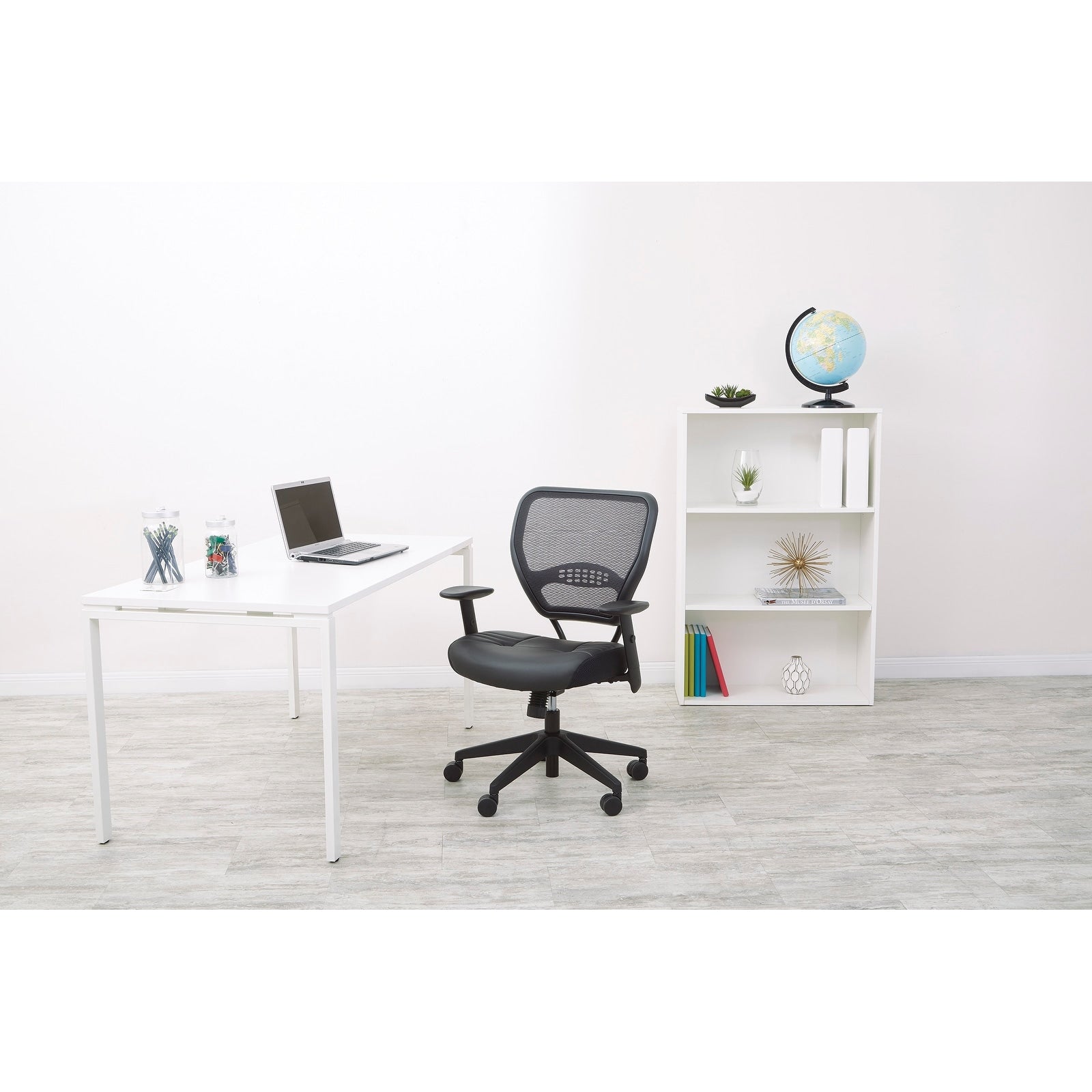 Space Seating Professional Dark Air Grid Back Managers Chair With Black Bonded Leather Seat