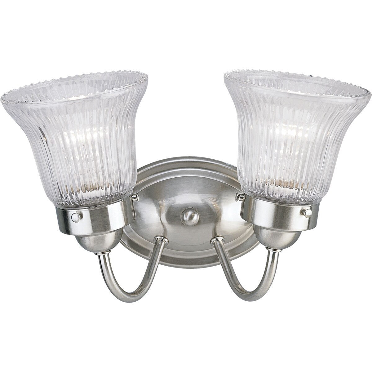 Progress Lighting Silvertone Fluted Glass 2 Light Bath Light