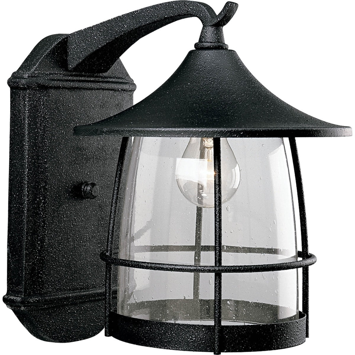 Progress Lighting P5764 71 Prairie One Light Wall Lantern With Seeded Clear Glass And Iron Black Finish