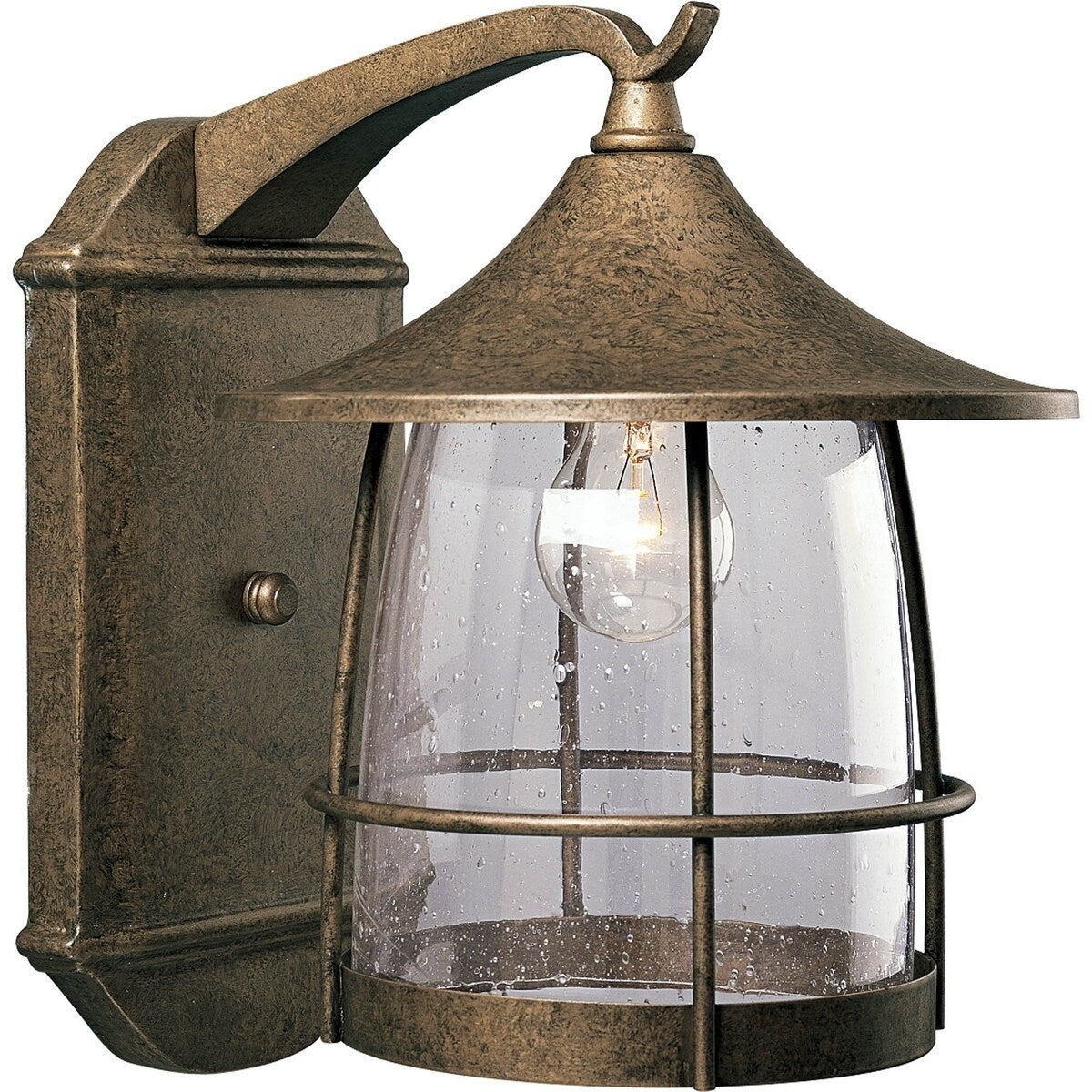 Progress Lighting P5764 86 Prairie One Light Chestnut Finished Wall Lantern With Seeded Glass