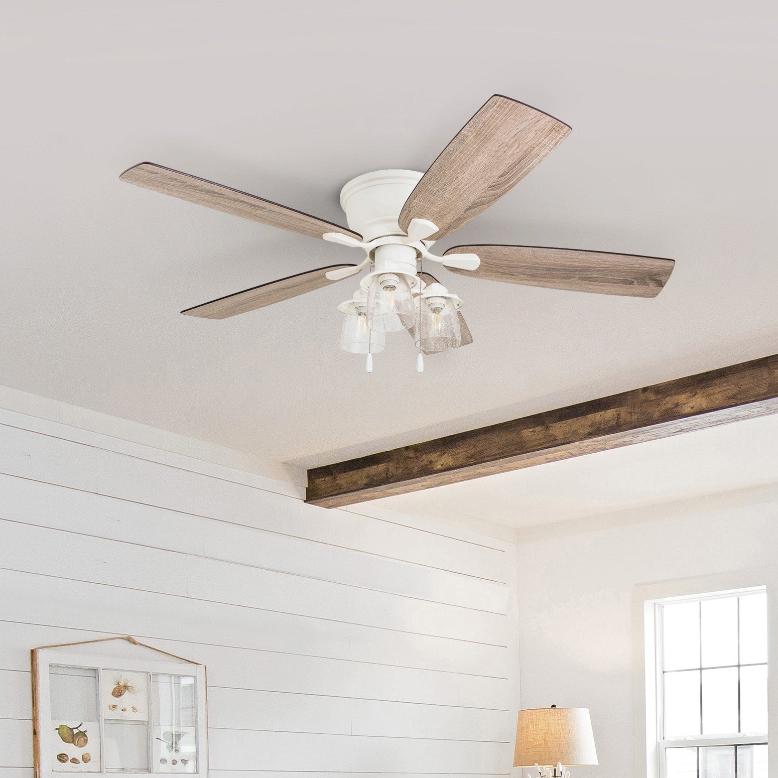 The Gray Barn Chevening 52 Inch Coastal Indoor Led Ceiling Fan With Pull Chains 5 Reversible Blades