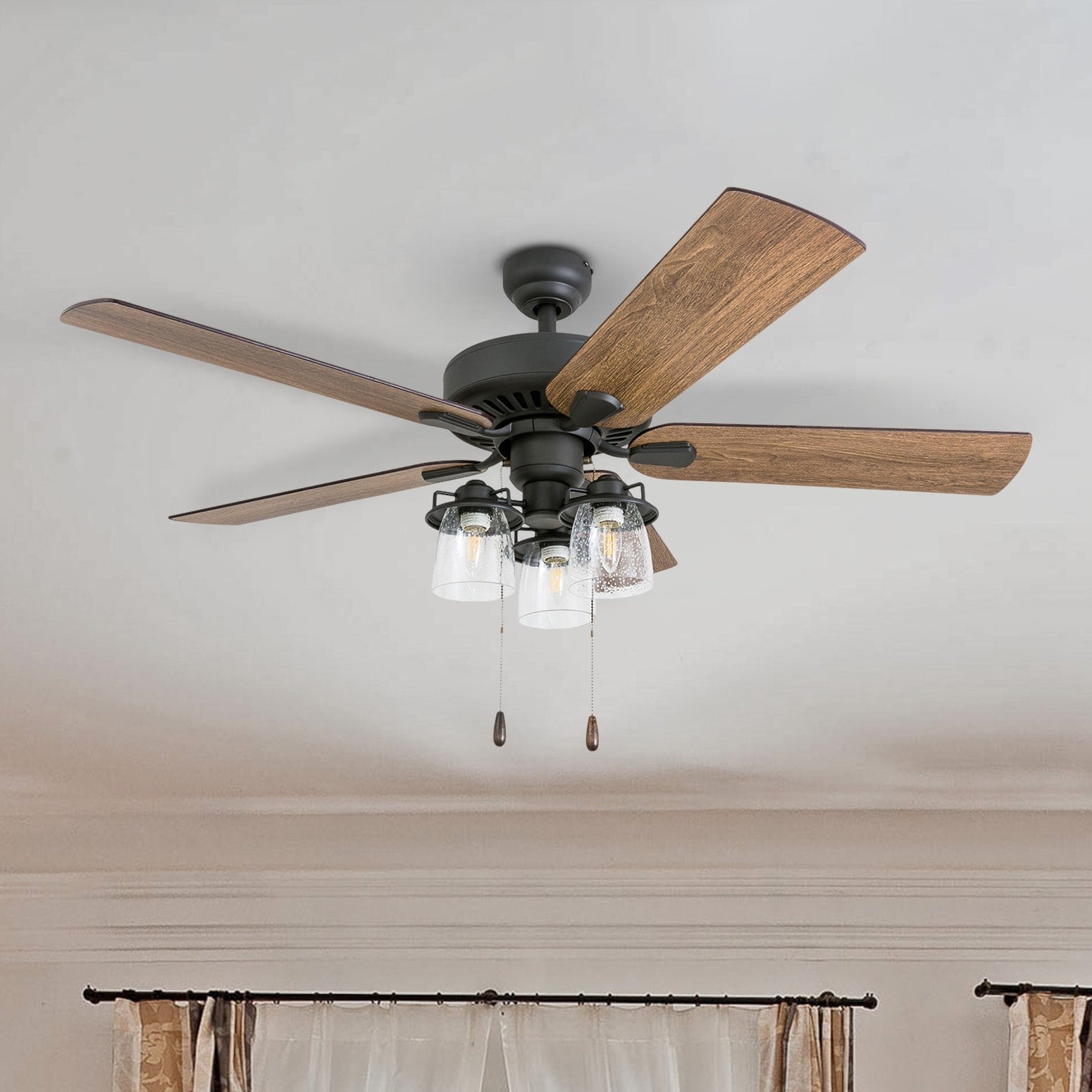 Prominence Home Briarcrest Farmhouse 52 Aged Bronze Led Ceiling Fan With Light 3 Speed Remote