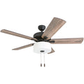 The Gray Barn Hatekin Farmhouse 52 Inch Aged Bronze Led Ceiling Fan In Linen Drum Light